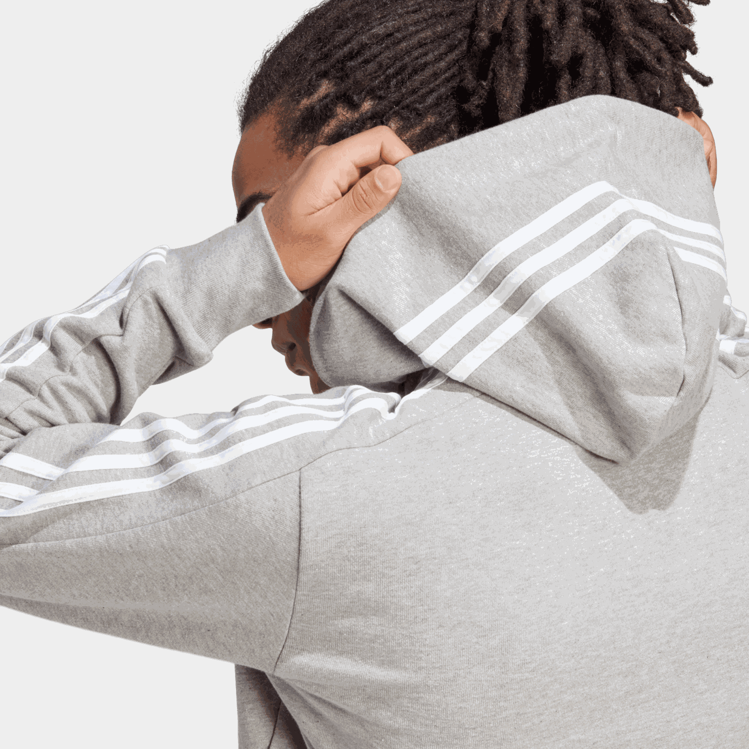 French Terry 3-Stripes Full-Zip Hoodie, hettjakke, herre - full image 4