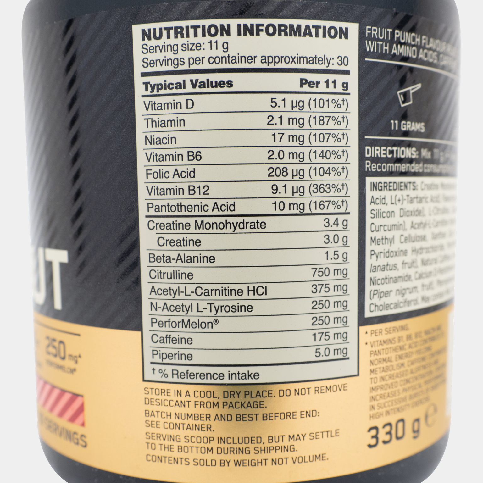 Gold Standard Pre Workout 330 g, pre-workout-pulver - full image 2