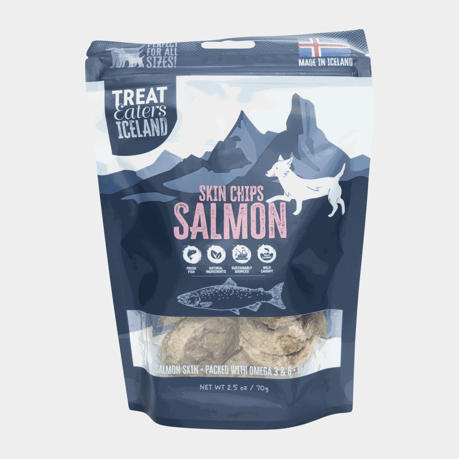 Skin chips Salmon 70 gr, hundegodteri - full image 1