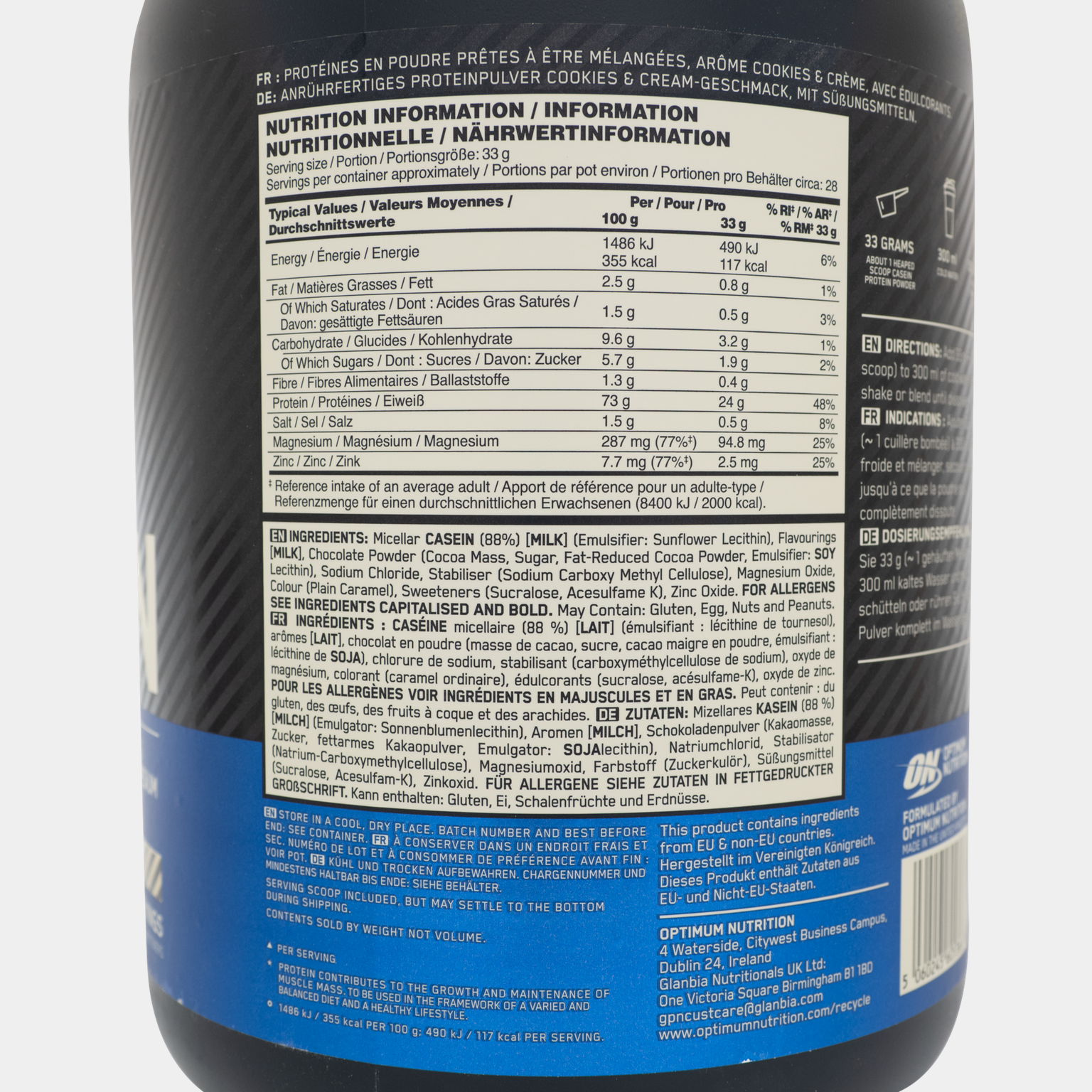 100 % Casein Gold Standard 908 g, proteinpulver - full image 2