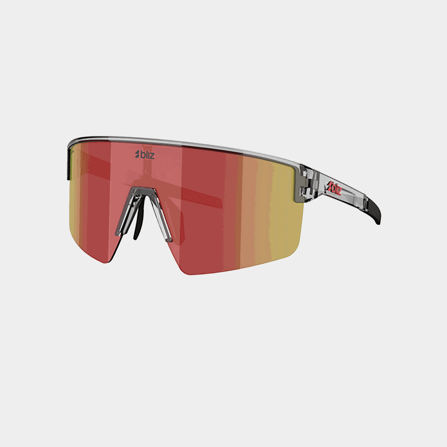 P004 Transparent Dark Grey Red Lens, sportsbriller, unisex - full image 1