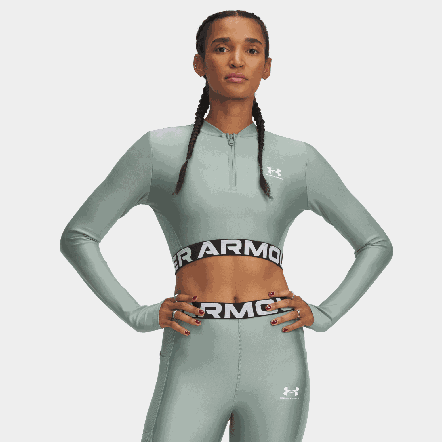 HeatGear® Rib 1/4 Zip Long Sleeve, treningstopp, dame - full image 1