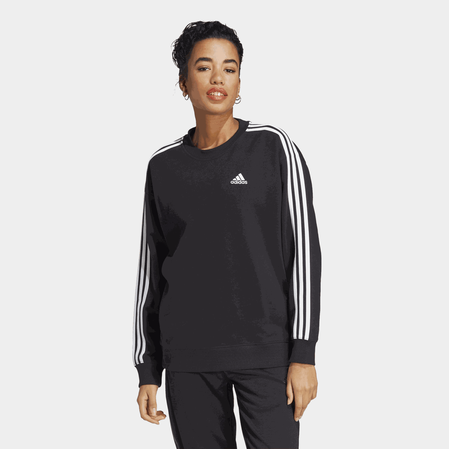 Essentials 3-Stripes Fleece Sweatshirt, genser, dame - full image 1