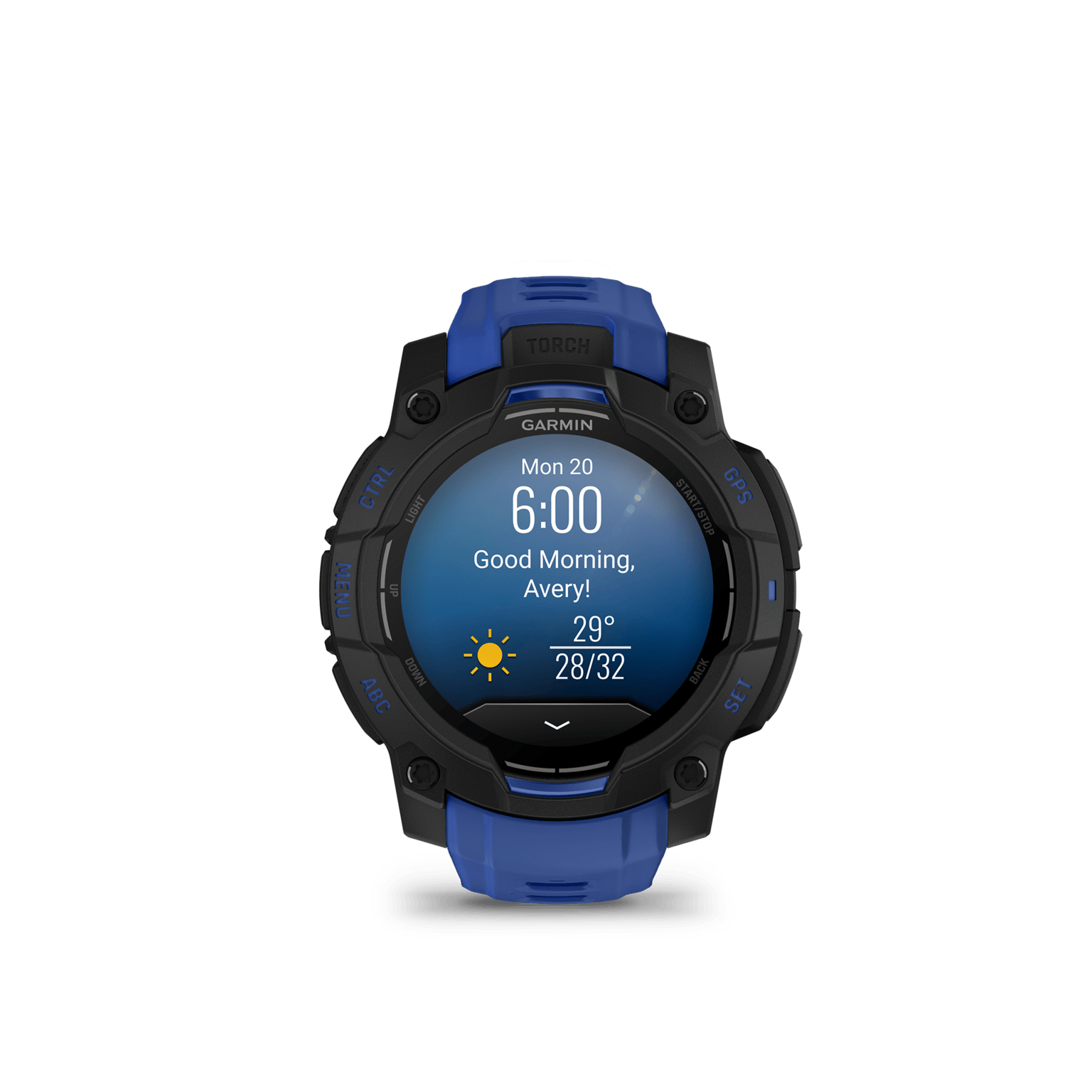 Garmin Instinct 3 LTD, 45mm, AMOLED, Black w/ Blue Strap, multisportklokke, smartklokke