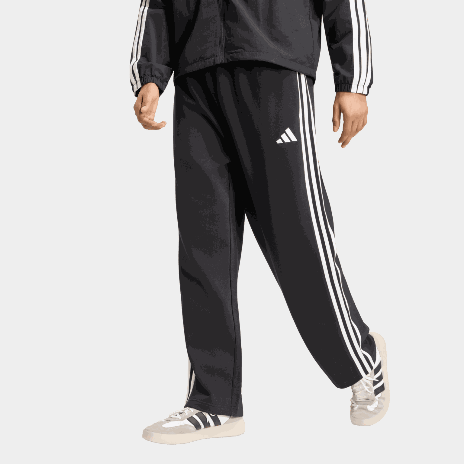 Essentials 3-Stripes Fleece Leg Open Hem Joggers, joggebukse, herre - full image 1