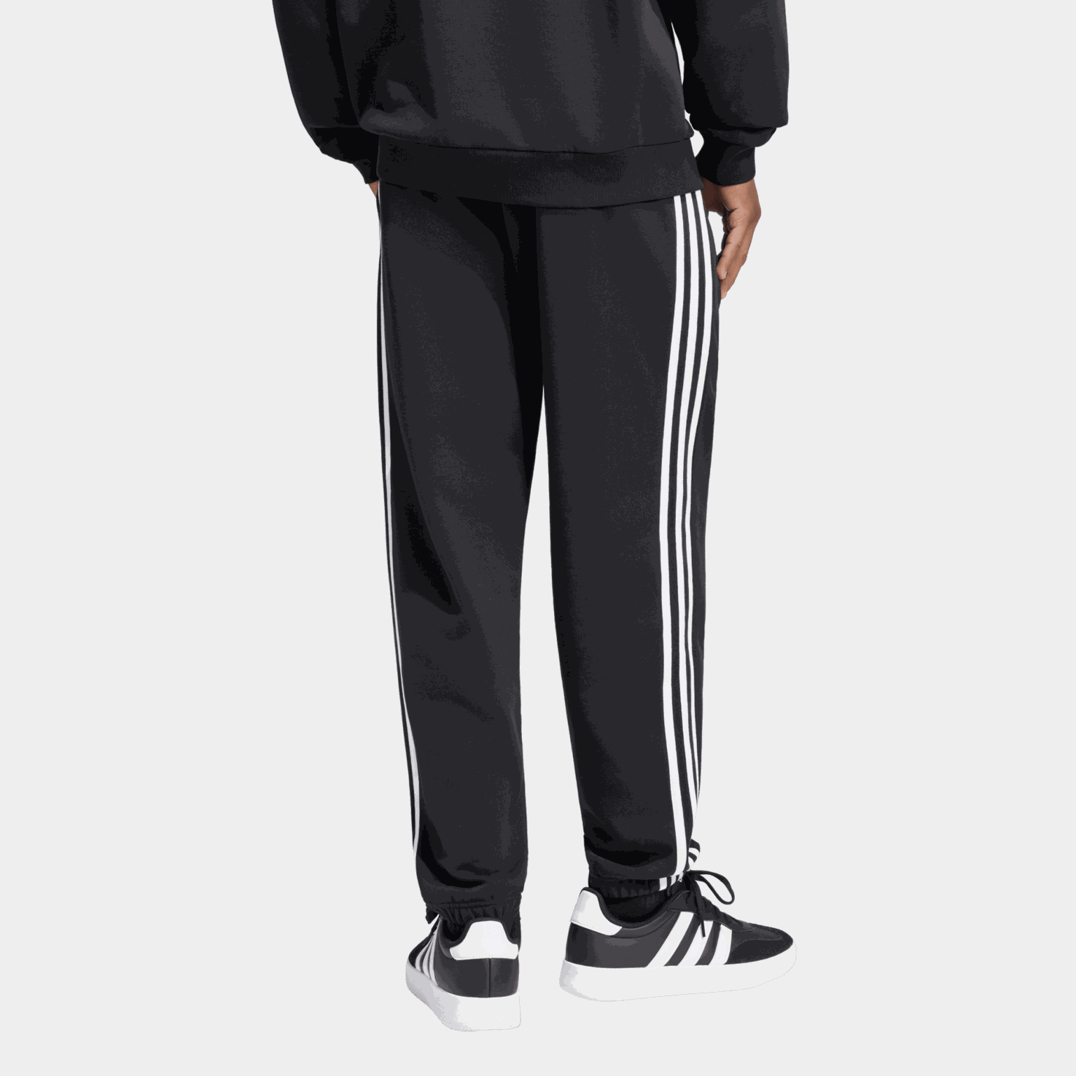 Essentials 3-Stripes Fleece Tapered Cuffed Joggers, joggebukse, herre - full image 3
