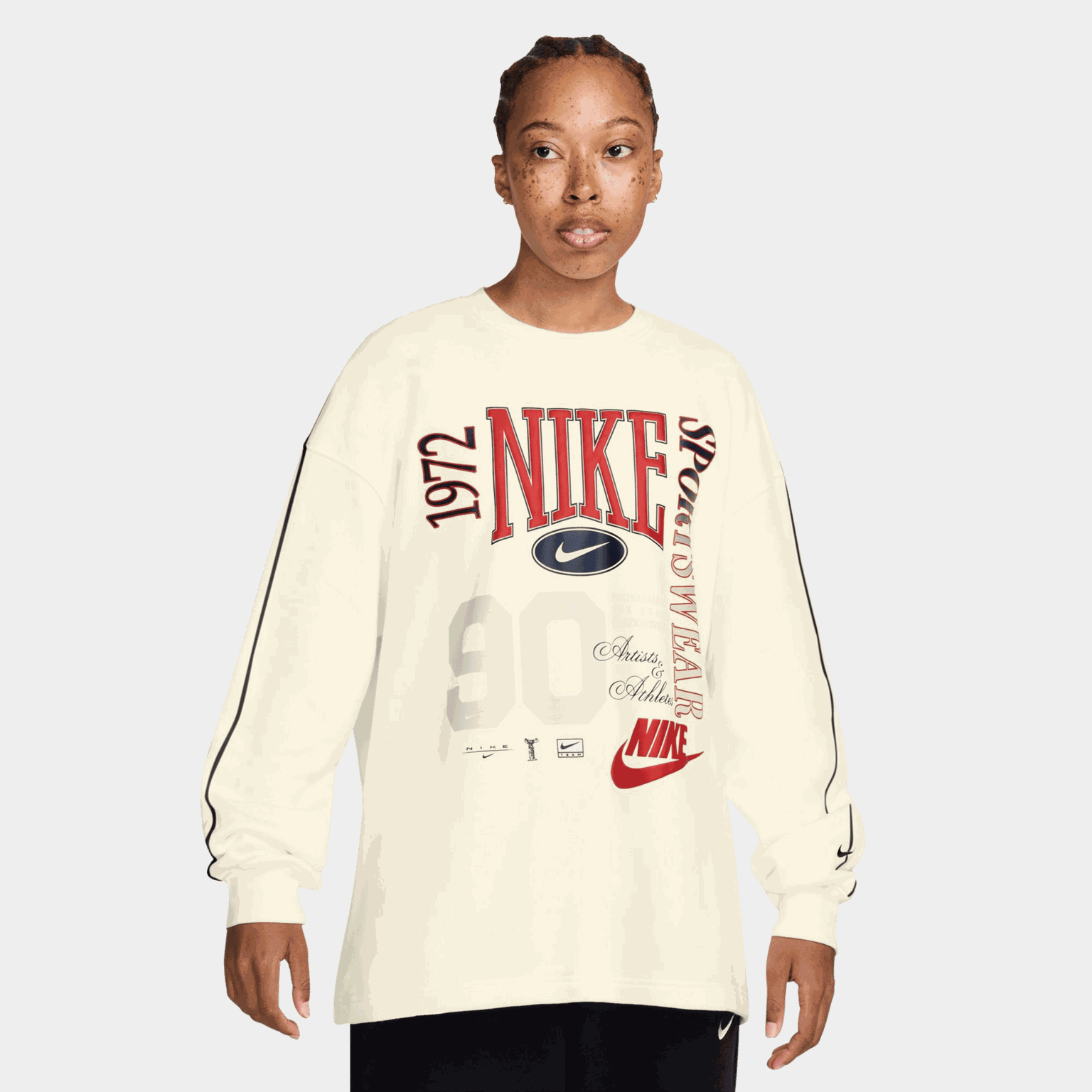 Oversized Crew-Neck French Terry Sweatshirt, genser, dame - full image 1
