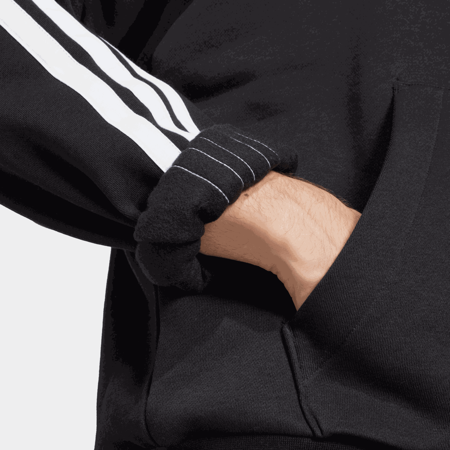 Essentials 3-Stripes Fleece Hoodie, hettegenser, herre - full image 4