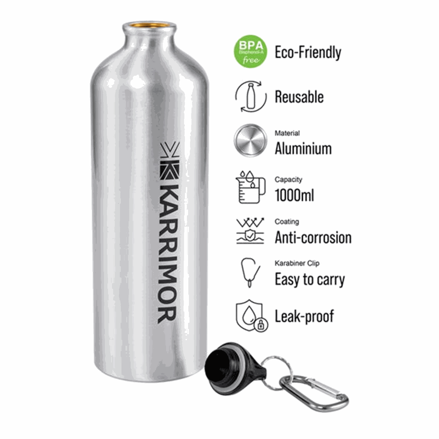 1Ltr Alu Bottle, drikkeflaske - full image 2