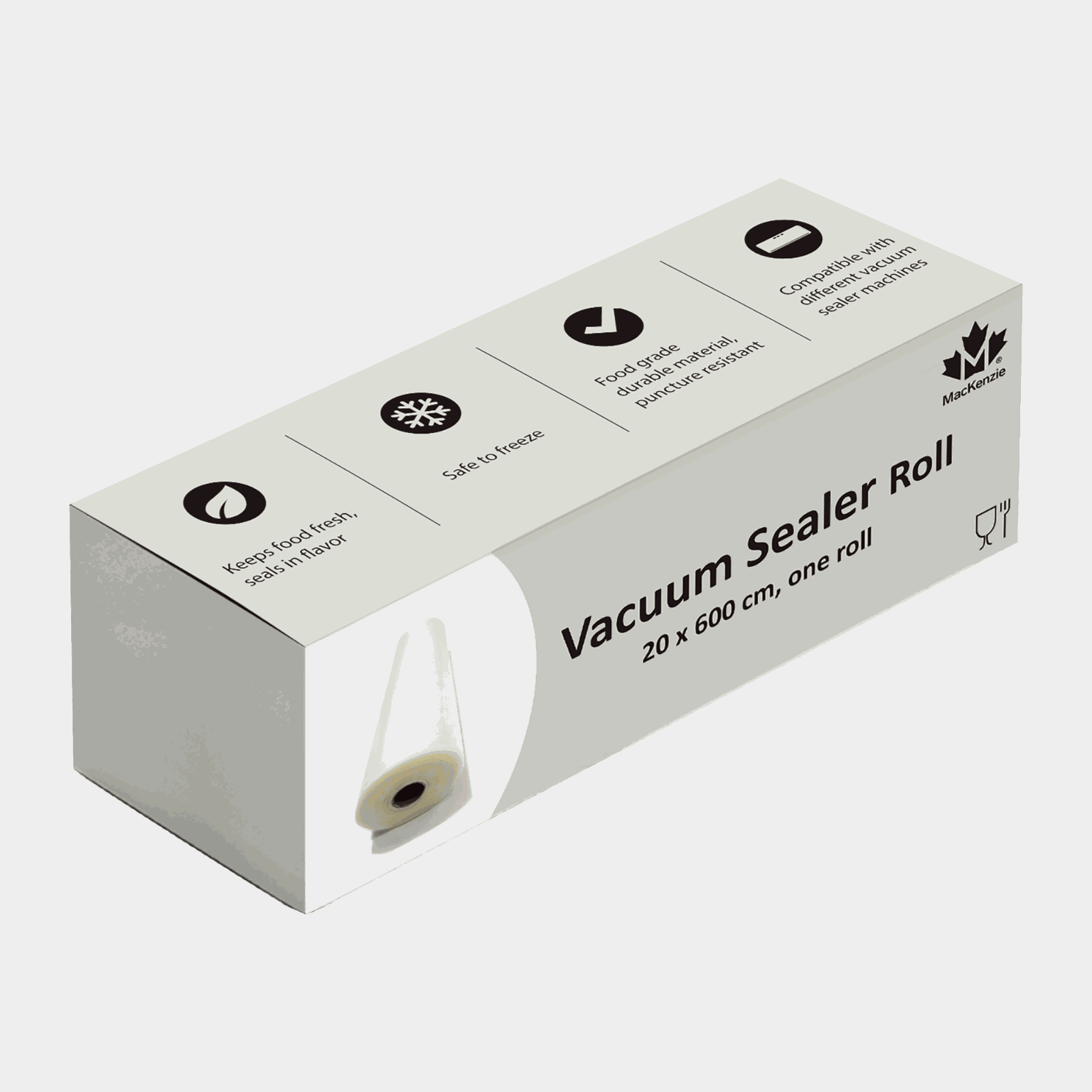 Vacuum Sealer Roll, 130my, 20x600cm, vakuumposer på rull - full image 1