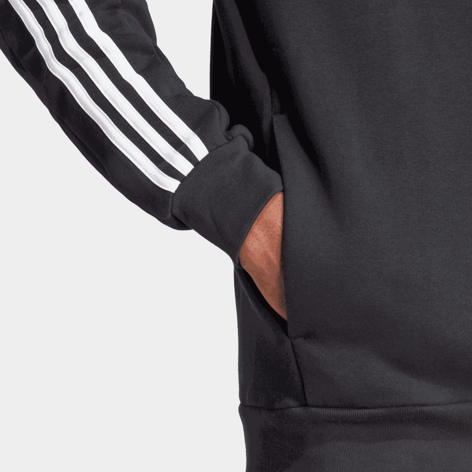 Essential Fleece 3-Stripes Full Zip, hettejakke, herre - full image 4