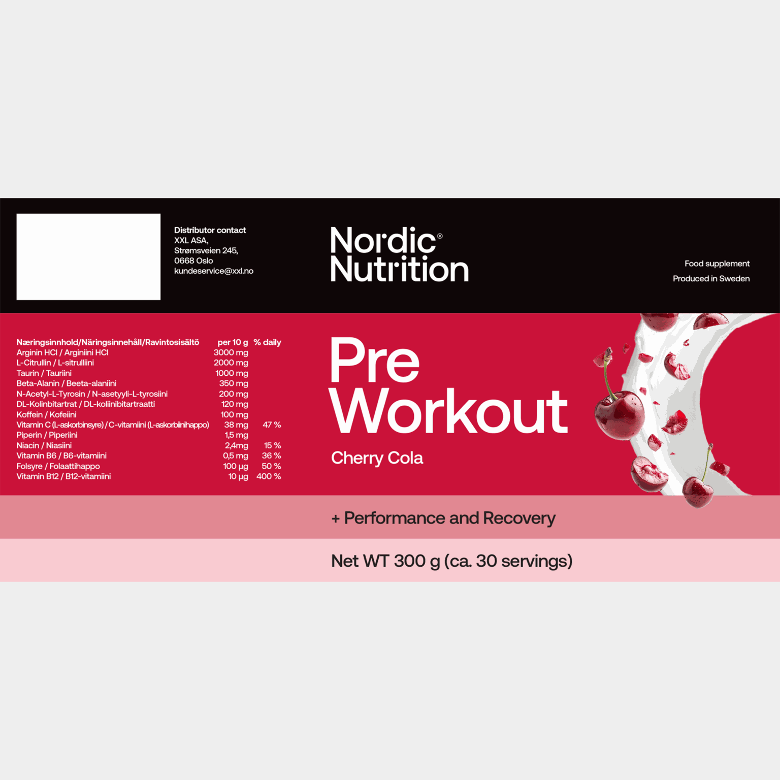 Pre Workout - Cherry Cola 300 g, pre-workout-pulver - full image 1