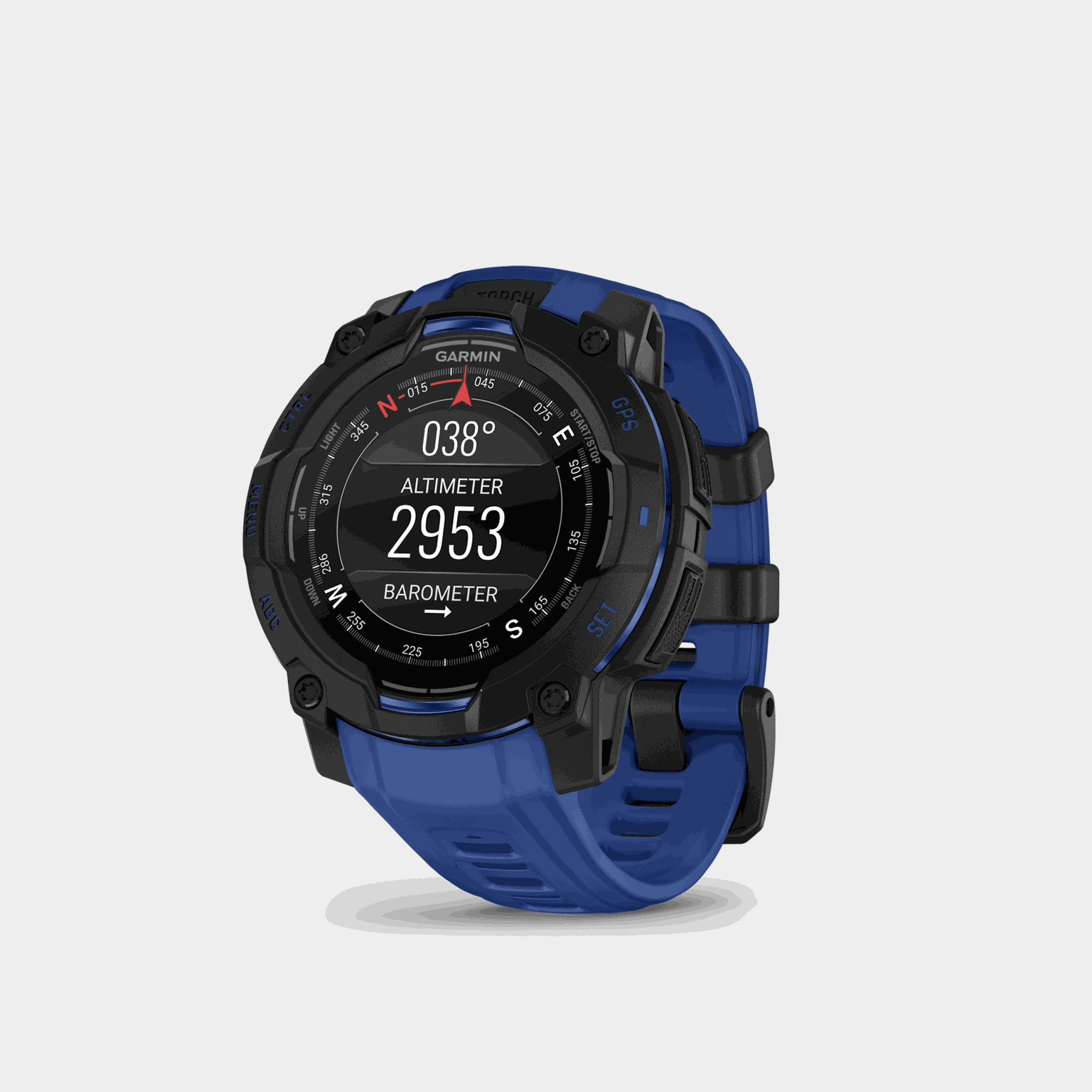 Instinct 3 LTD, 45mm, AMOLED, Black w/ Blue Strap, multisportklokke, smartklokke - full image 2