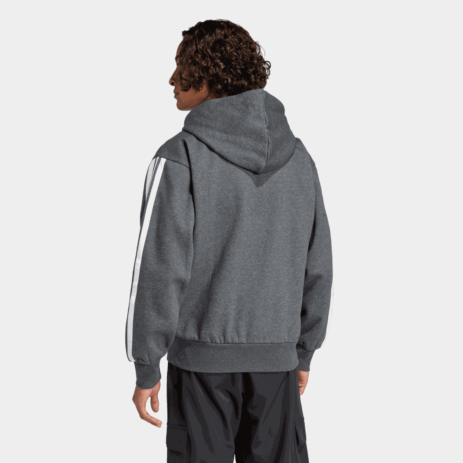 3-Stripes Fleece Full Zip Hood, hettejakke, herre - full image 3