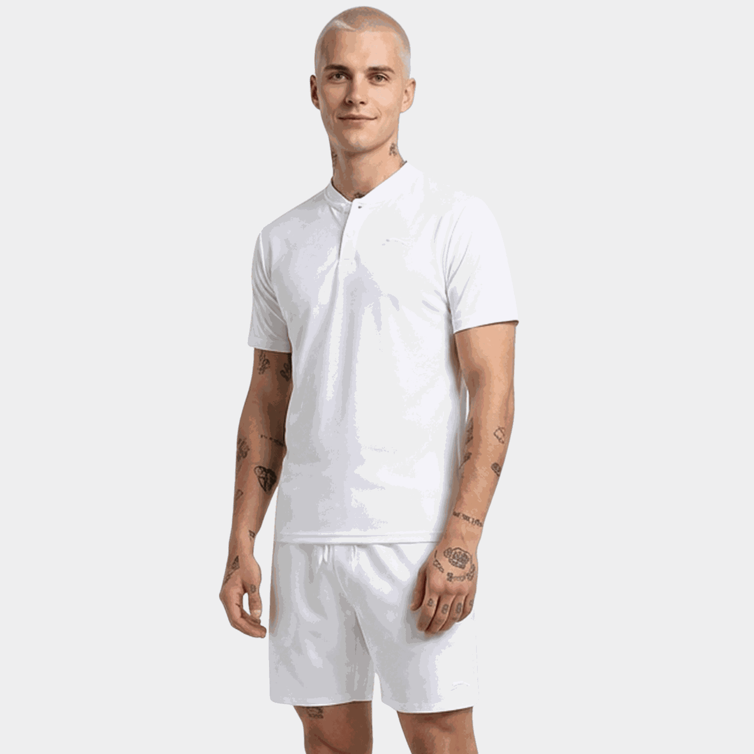 Collarless Polo Shirt, poloskjorte, herre - full image 1