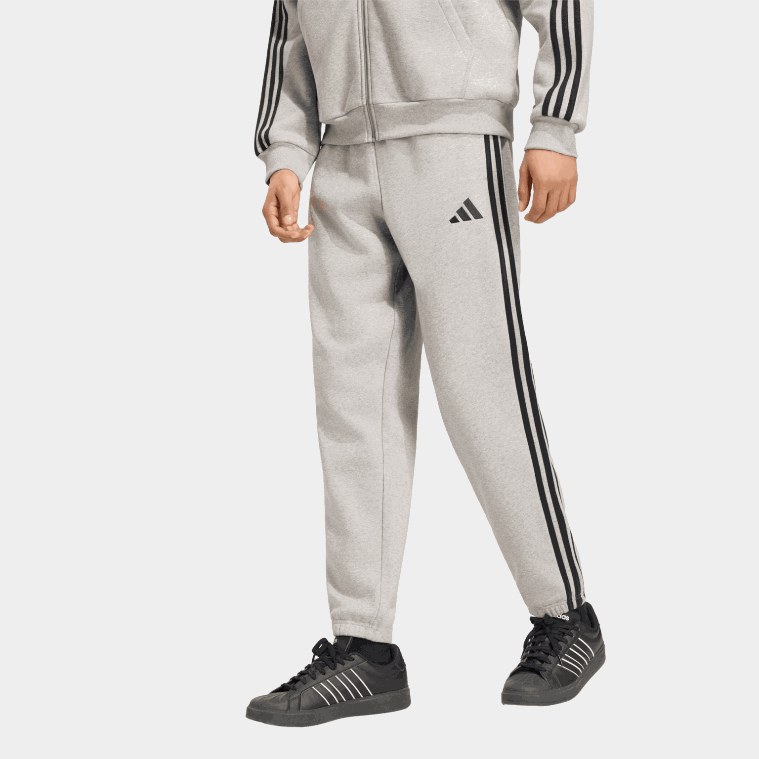 Essentials 3-Stripes Fleece Tapered Cuffed Joggers, joggebukse, herre - full image 2
