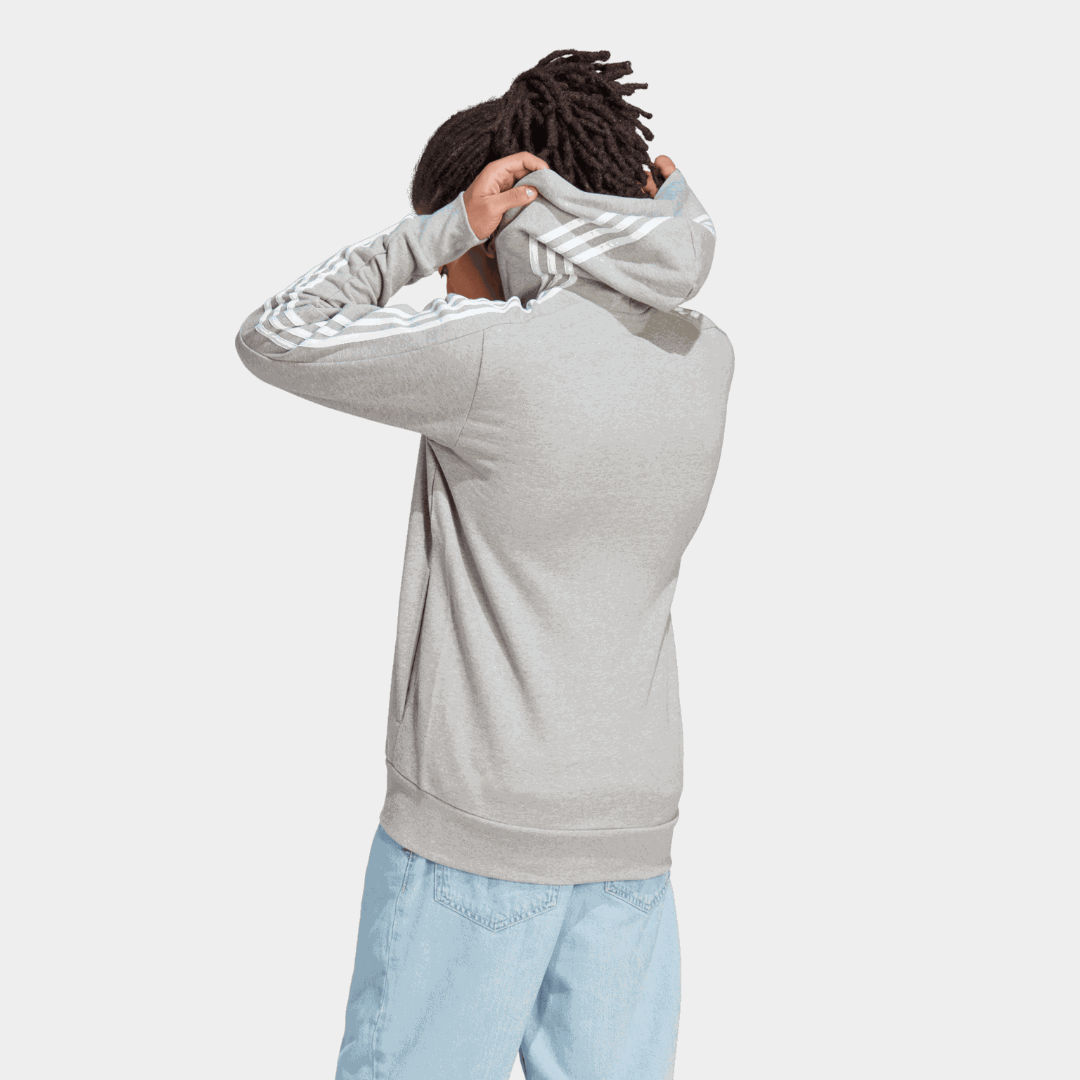 French Terry 3-Stripes Full-Zip Hoodie, hettjakke, herre - full image 2