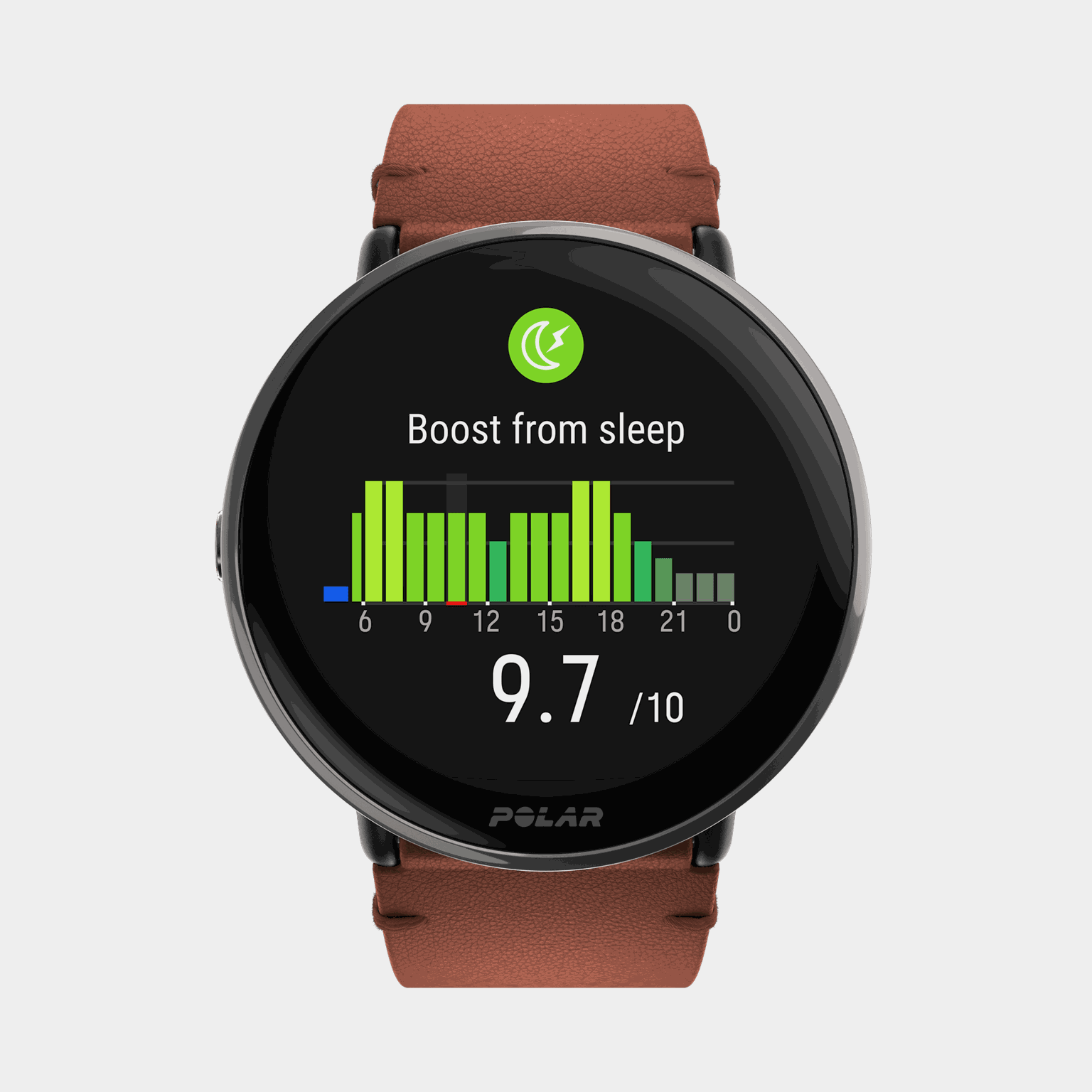 Ignite 3 Titanium/Brown leather strap, smartklokke - full image 1