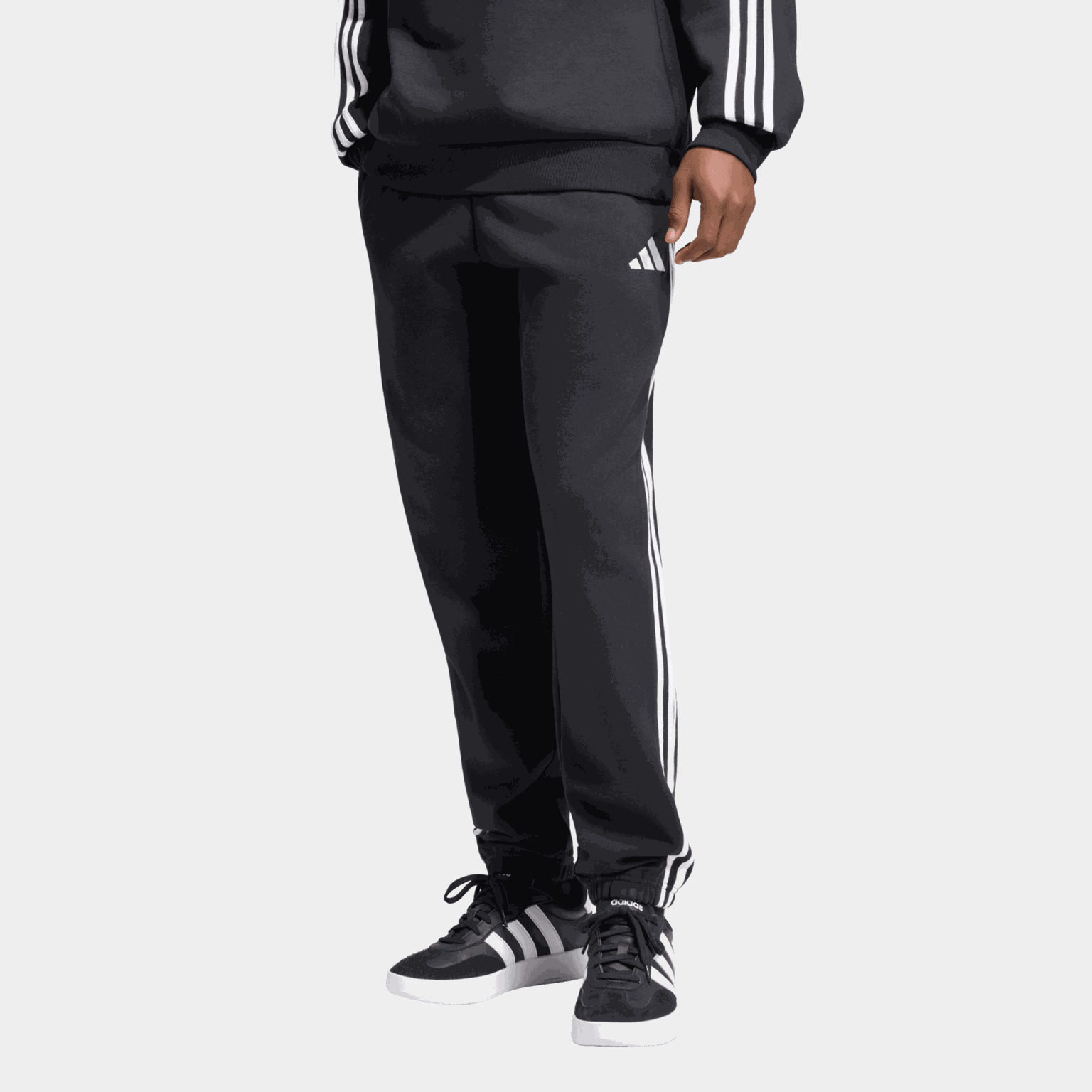 Essentials 3-Stripes Fleece Tapered Cuffed Joggers, joggebukse, herre - full image 2