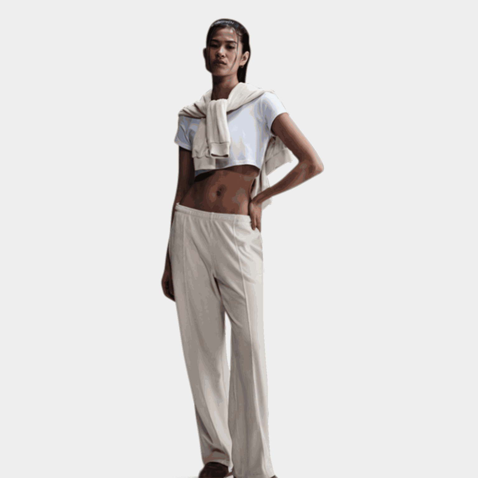 Chill Knit Mid-Rise Velour Trousers, bukse, dame - full image 1