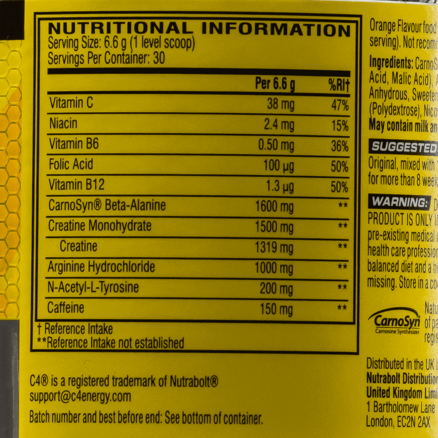 C4 Original Orange, pre-workout-pulver - full image 3
