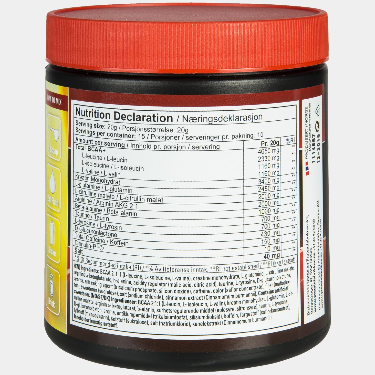 Core Intensity, pre-workoutdrikk - Pre-Workout - Lemmon-Lime | XXL