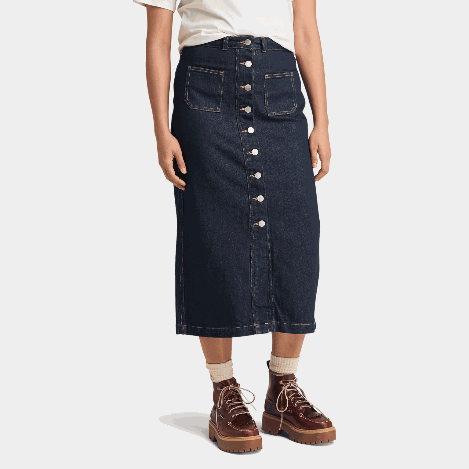 Refibra Denim Long Skir, skjørt, dame - full image 1