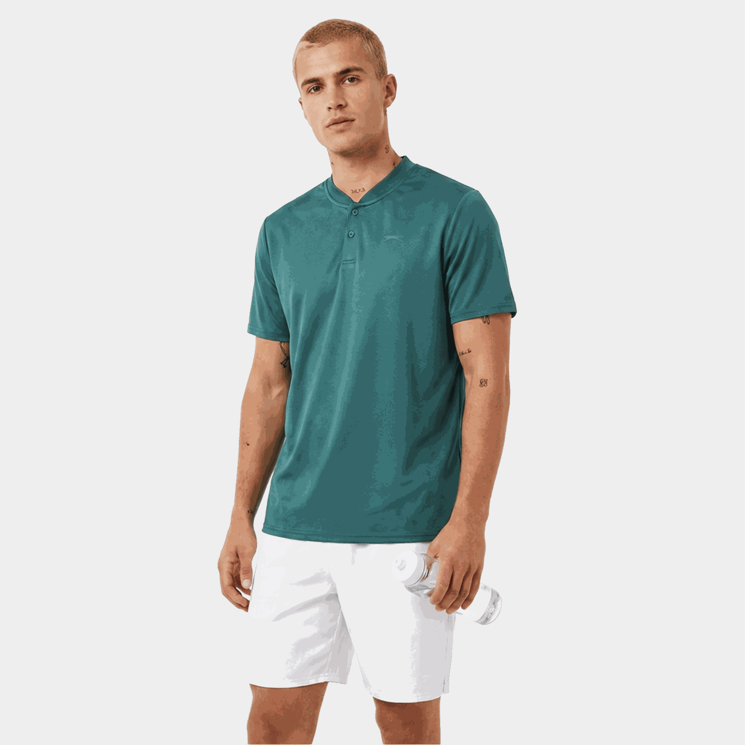 Collarless Polo Shirt, poloskjorte, herre - full image 1