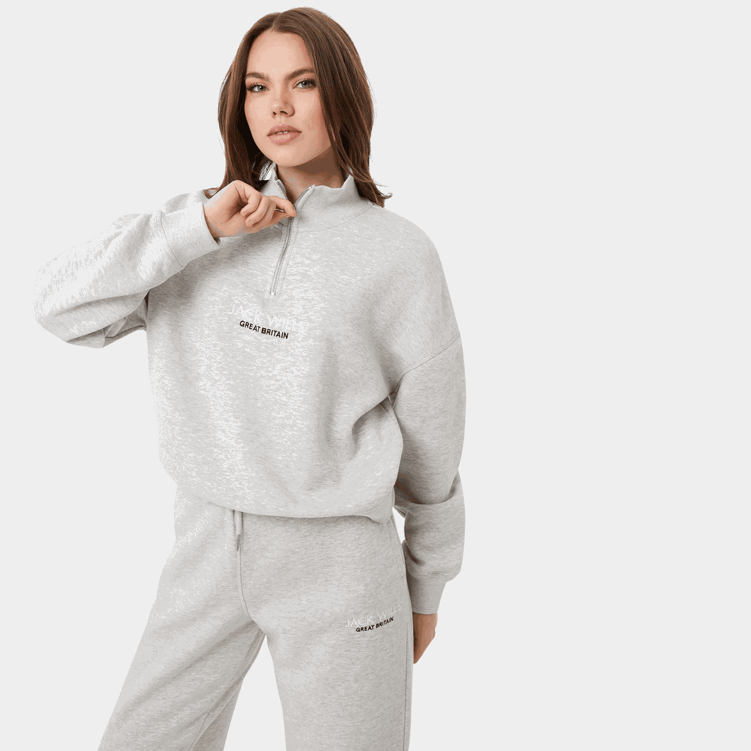 Honeylane Sweatshirt, half-zip genser, dame - Collegegenser - Grå