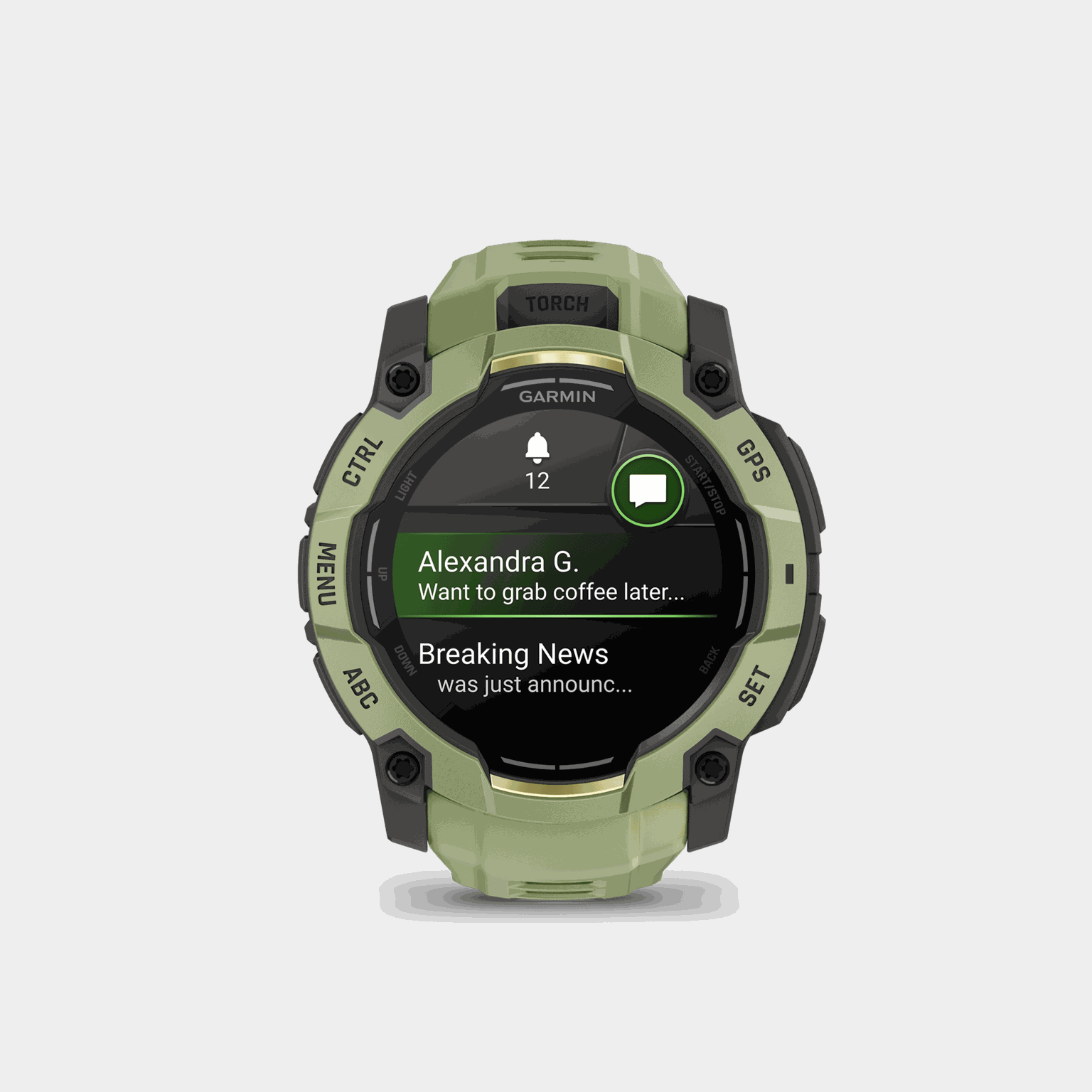 Instinct 3, 50mm, AMOLED, Fern Green with Gray Accents, multisportklokke, smartklokke - full image 2