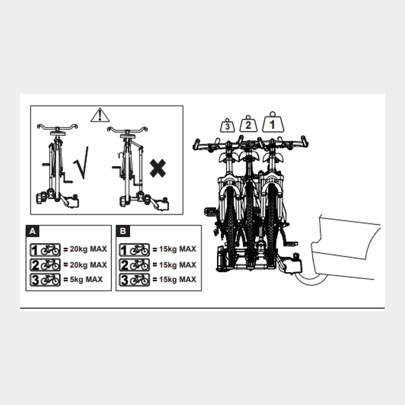 bike rack, sykkelstativ for bil, 3 sykler - full image 1