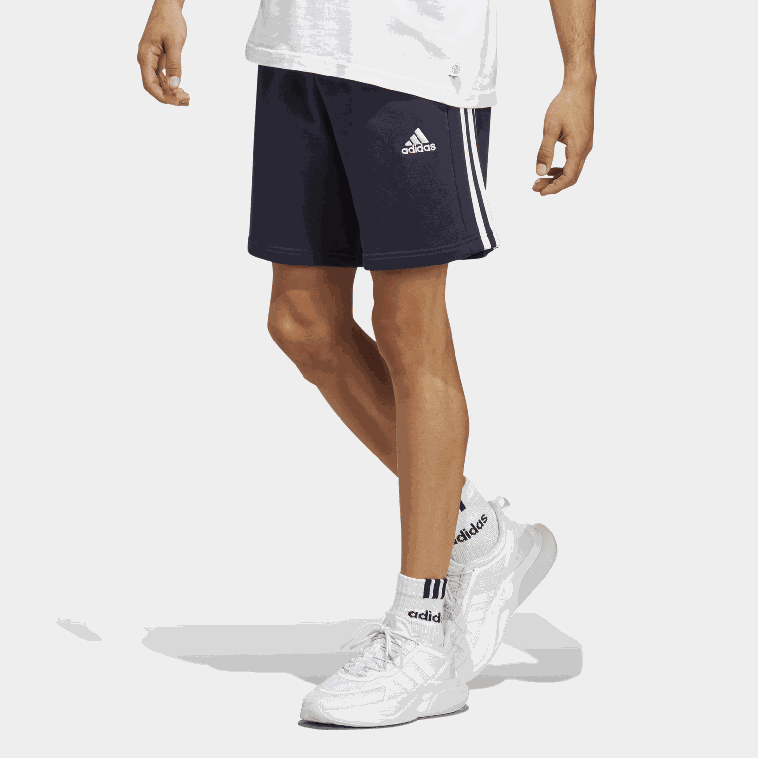 Essentials 3 Stripe Fleece Shorts, herre - full image 1