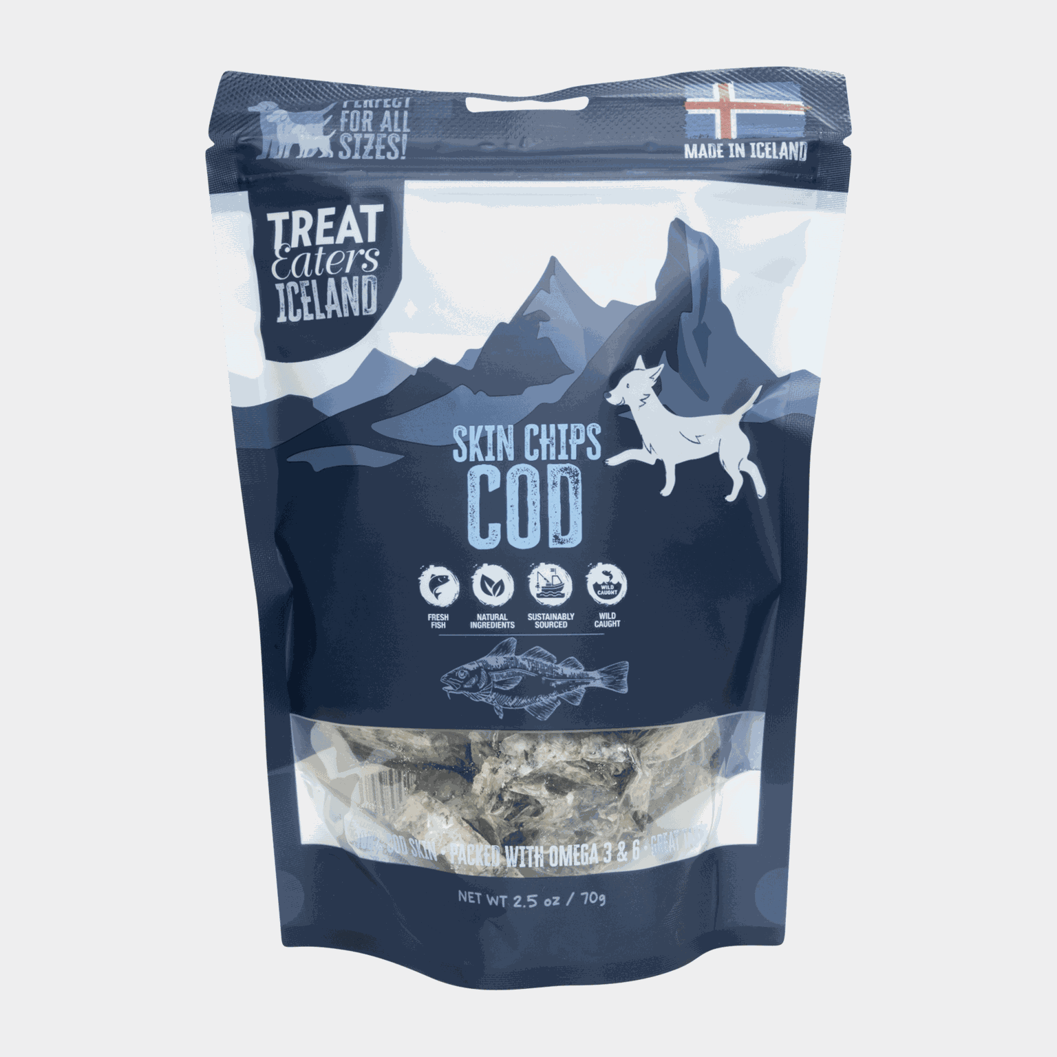 Skin chips Cod 70 gr, hundegodteri - full image 1