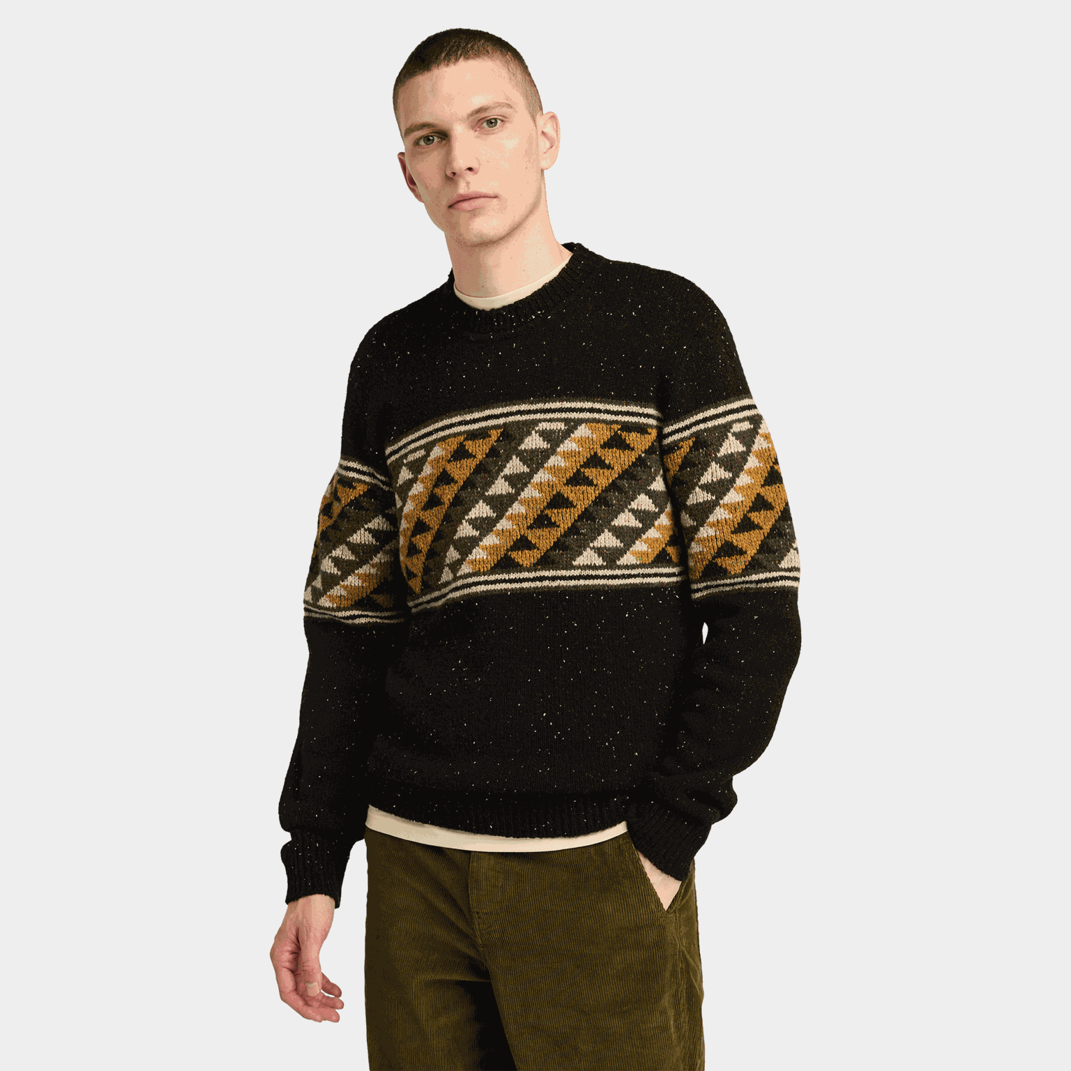 Farisle Crew Neck Sweat, ullgenser, herre - full image 1