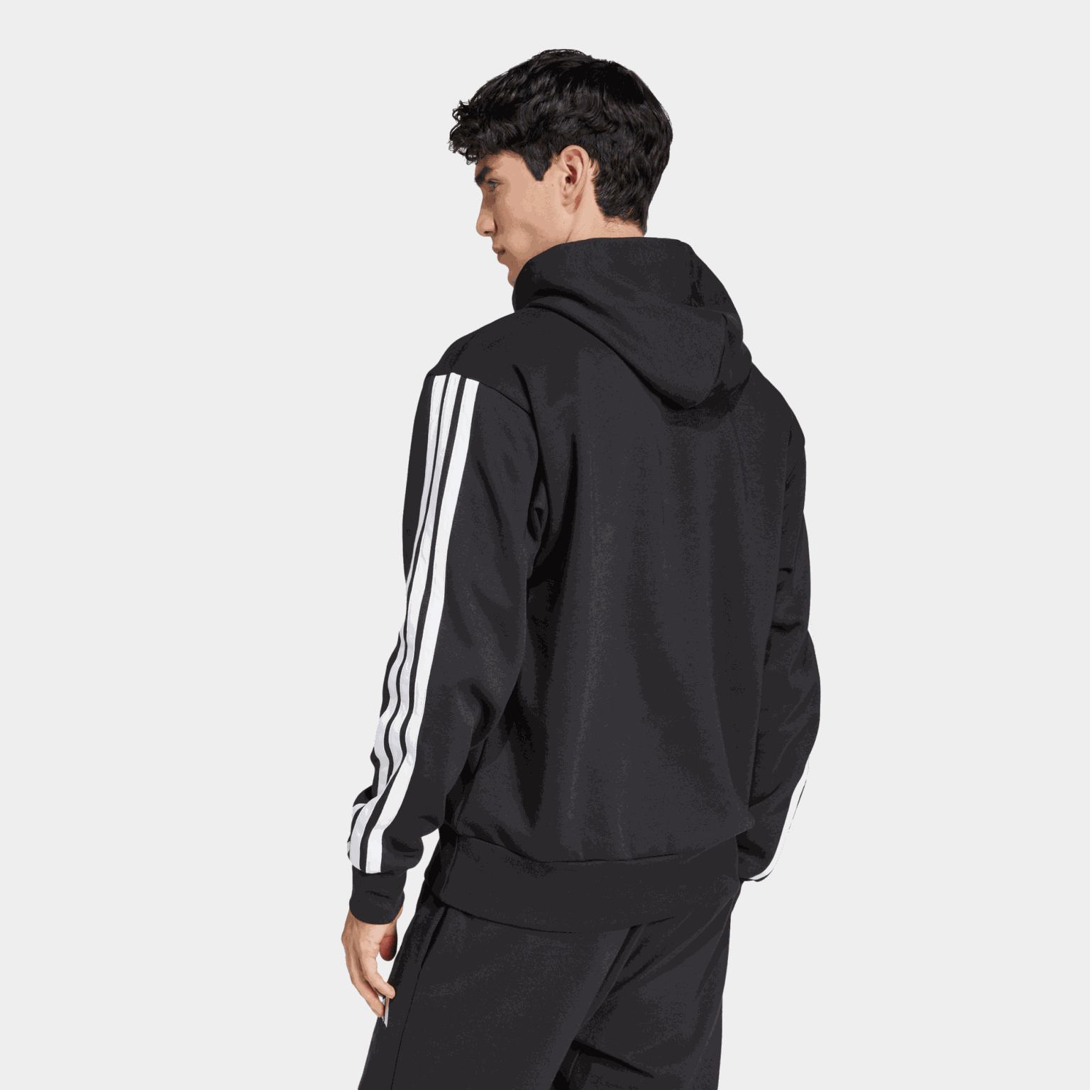Essentials 3-Stripes Fleece Hoodie, hettegenser, herre - full image 2