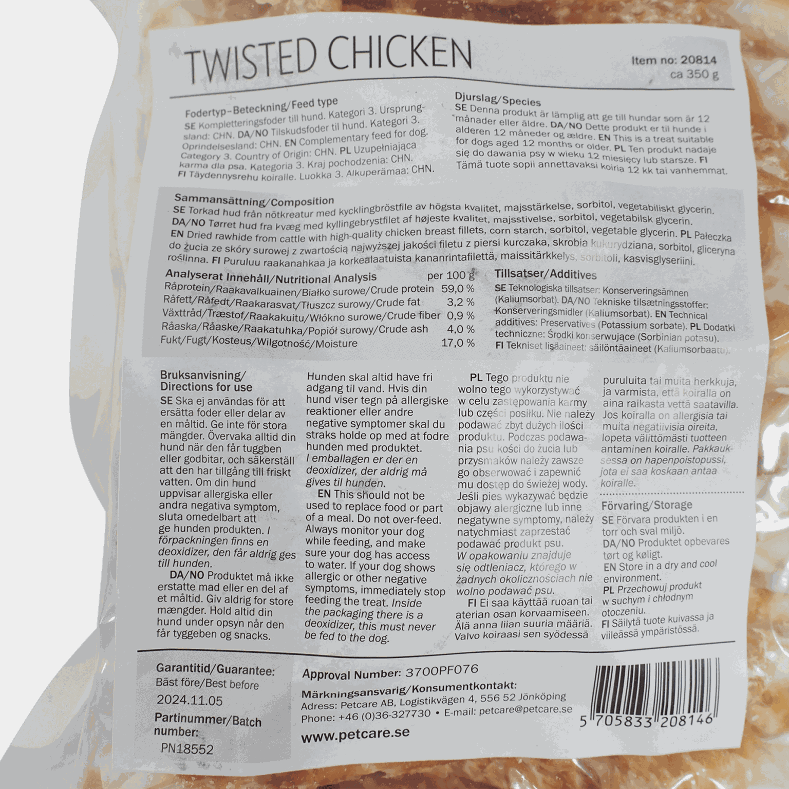 Twisted Chicken 350g, tyggeben, hund - full image 2