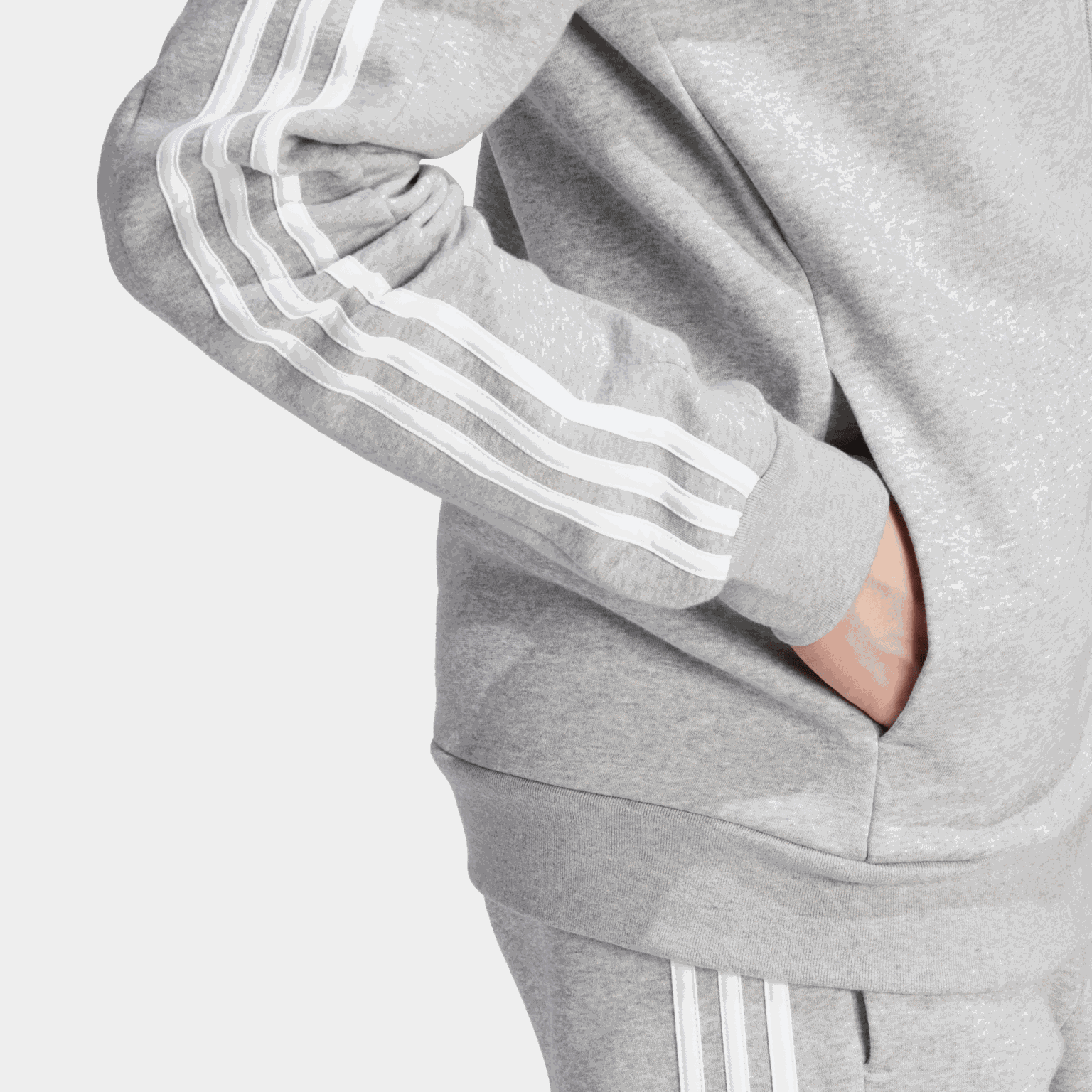 Essential Fleece 3-Stripes Full Zip, hettejakke, herre - full image 4