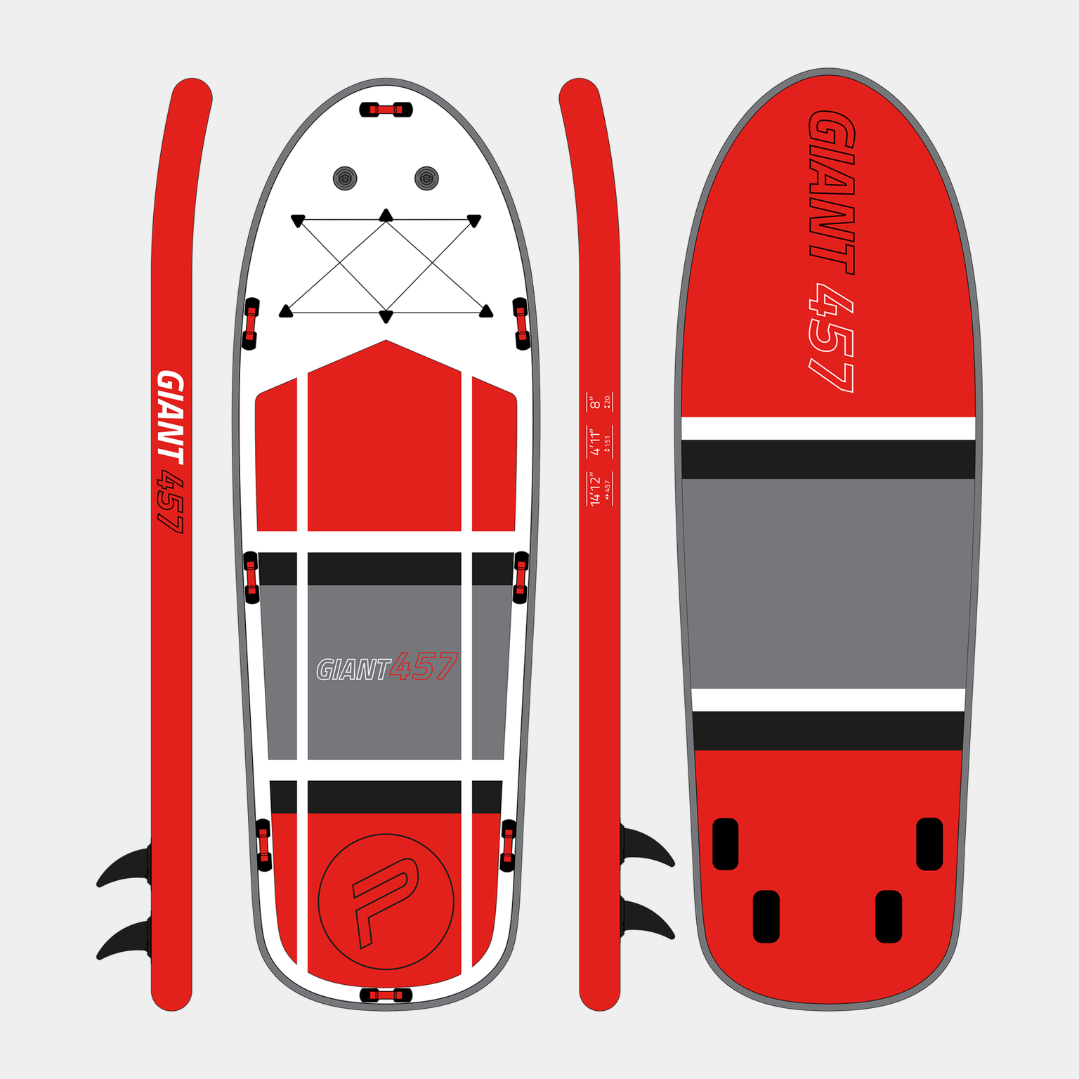 SUP GIANT Complete package, padlebrett - Sup Brett - Rød | XXL
