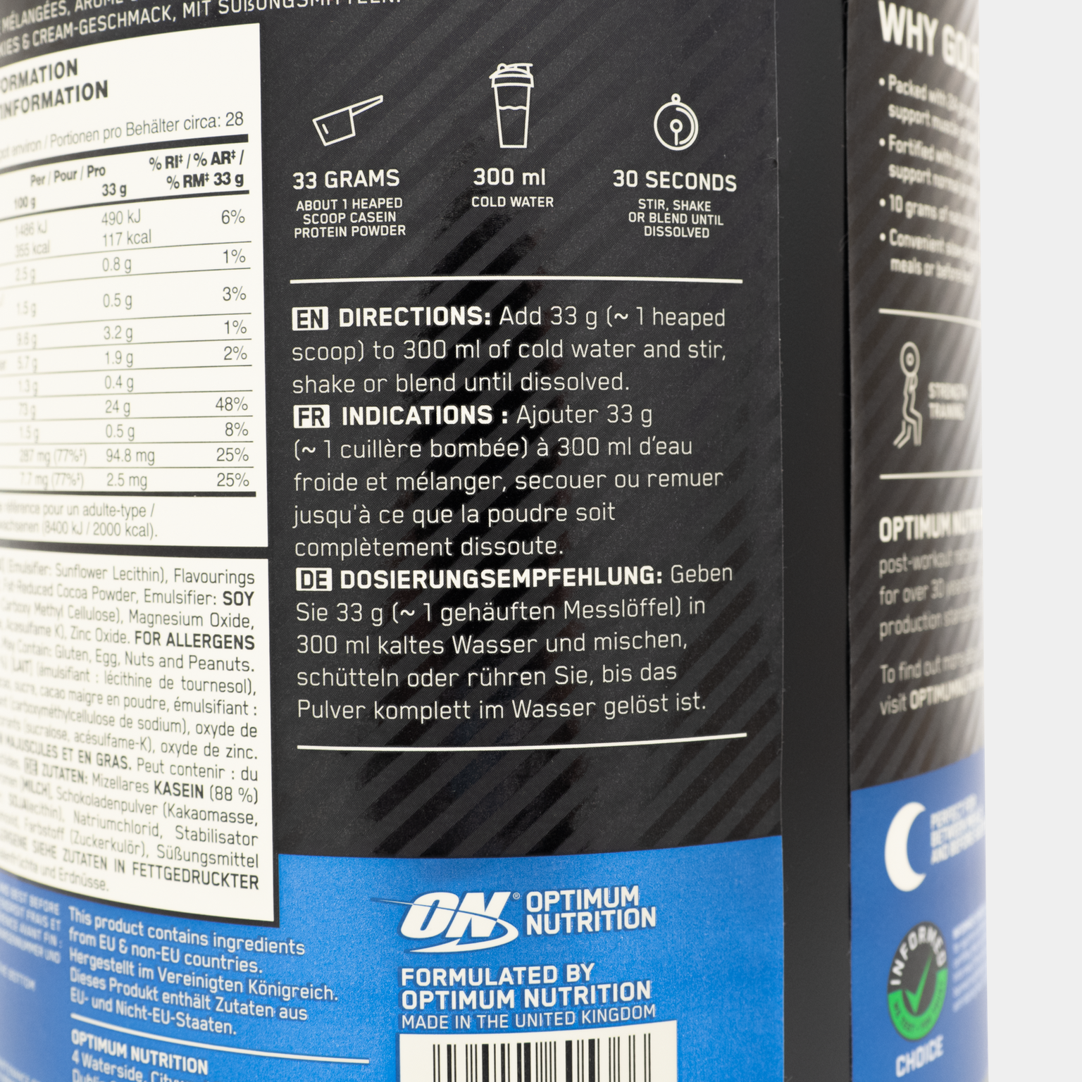 100 % Casein Gold Standard 908 g, proteinpulver - full image 3