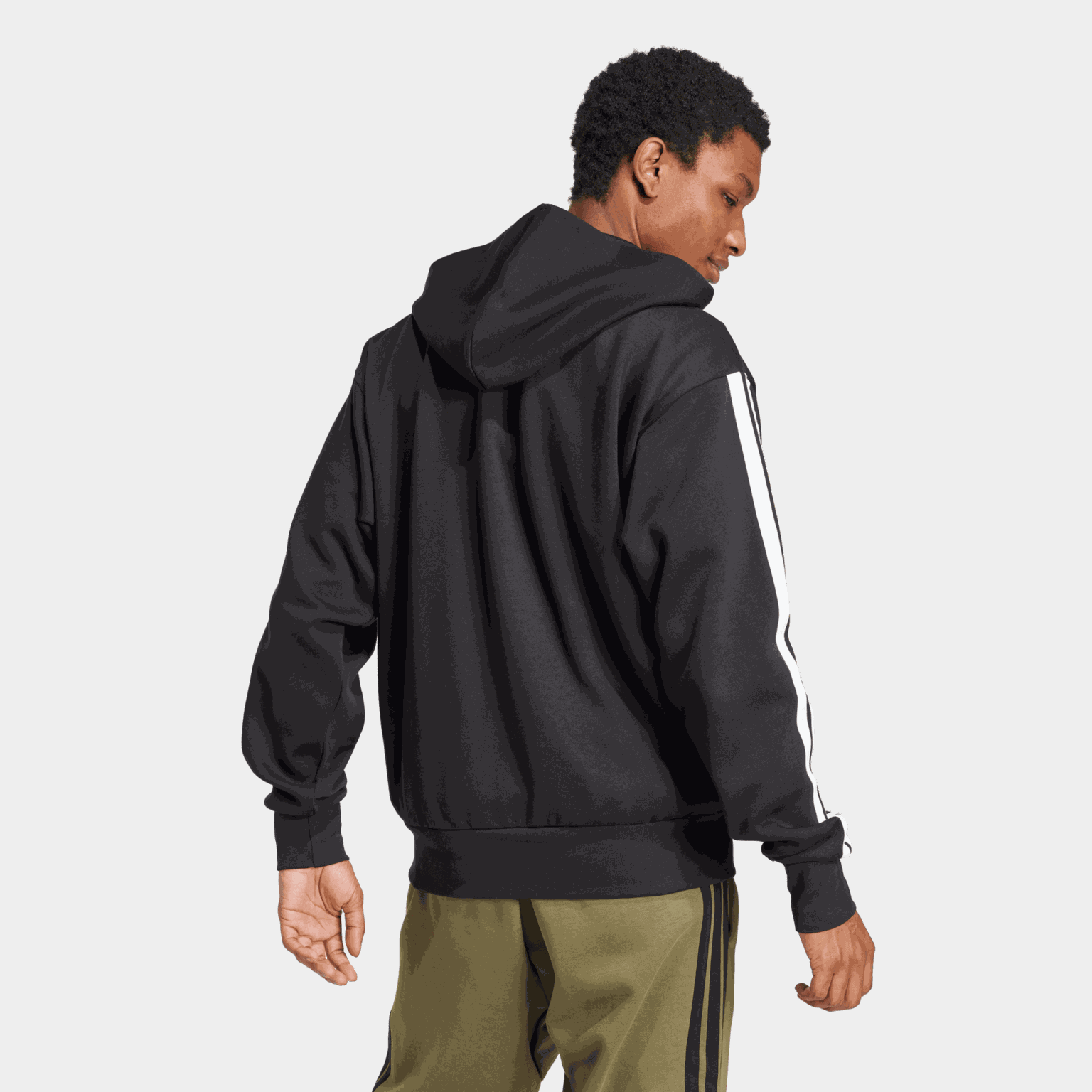Essential Fleece 3-Stripes Full Zip, hettejakke, herre - full image 3