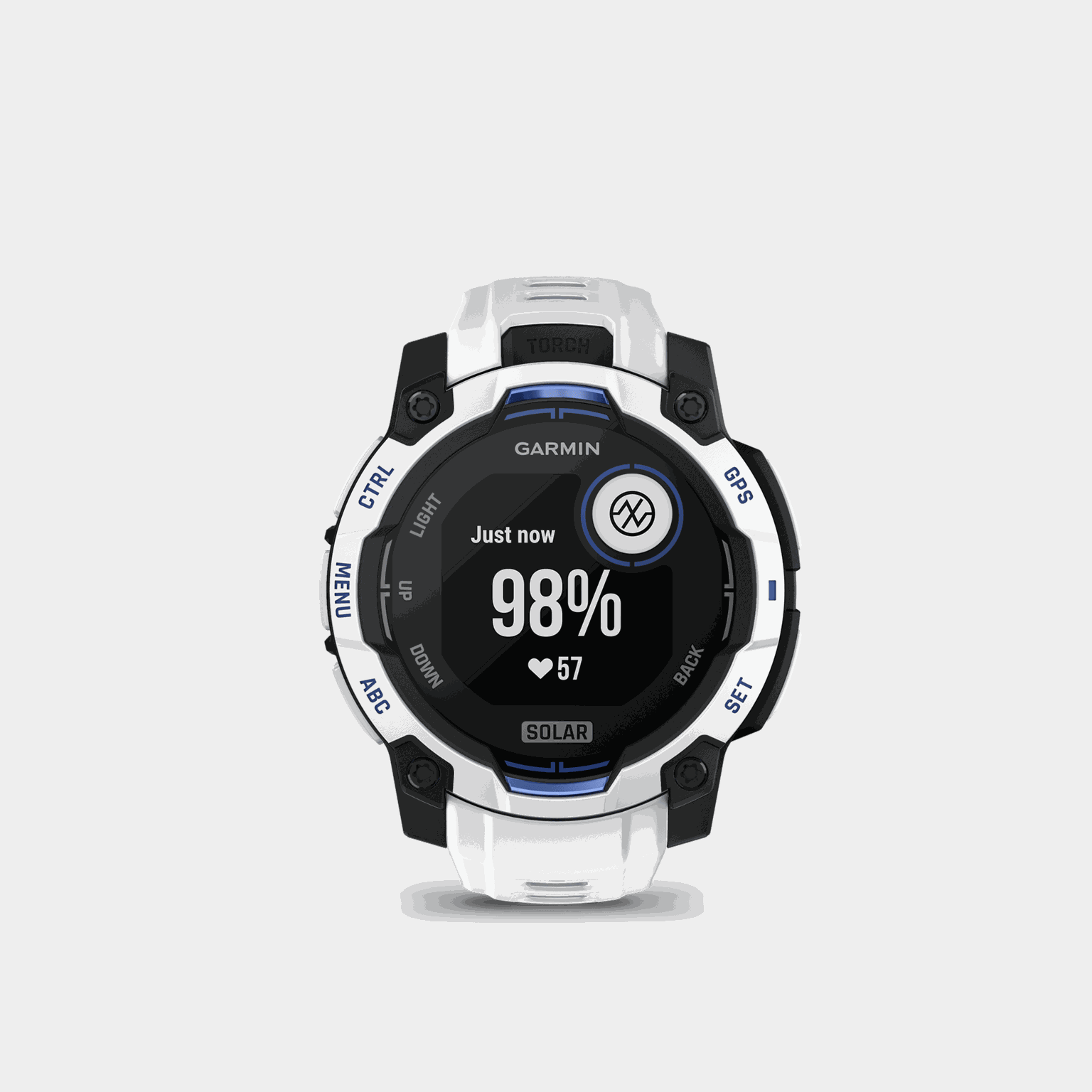 Instinct 3 LTD, 45mm, Solar, Whitestone w/ White Strap, multisportklokke, smartklokke - full image 1
