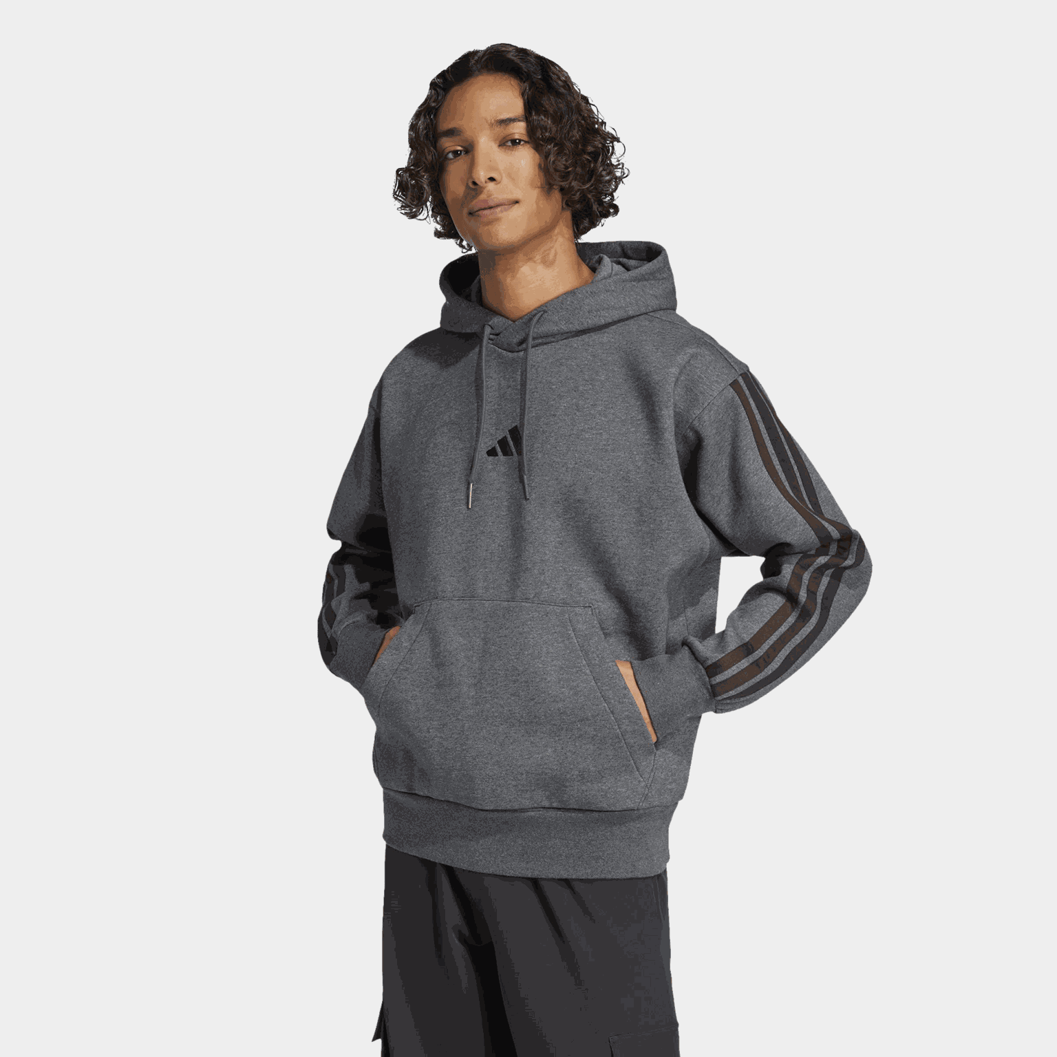 Essentials 3-Stripes Fleece Hoodie, hettegenser, herre - full image 1