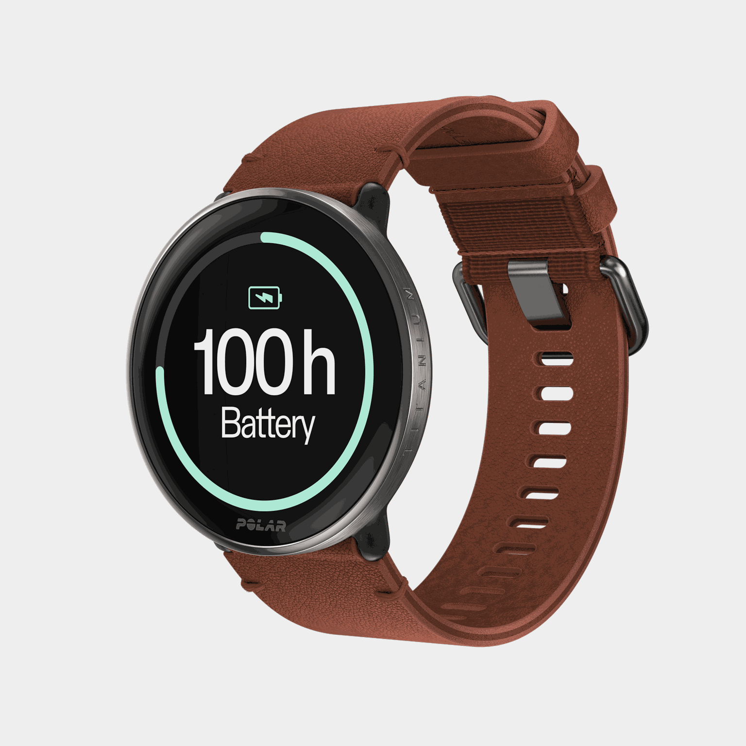 Ignite 3 Titanium/Brown leather strap, smartklokke - full image 2