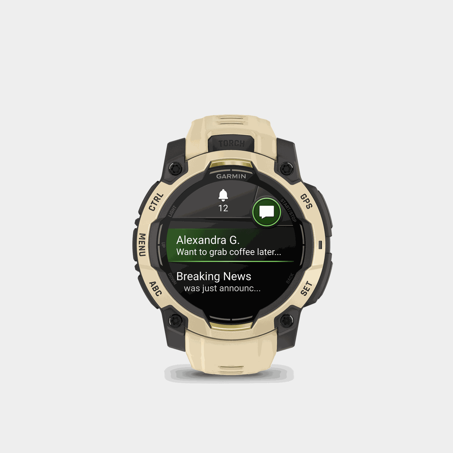 Instinct 3, 45mm, AMOLED, Citrine with Gray Accents, multisportklokke, smartklokke - full image 2
