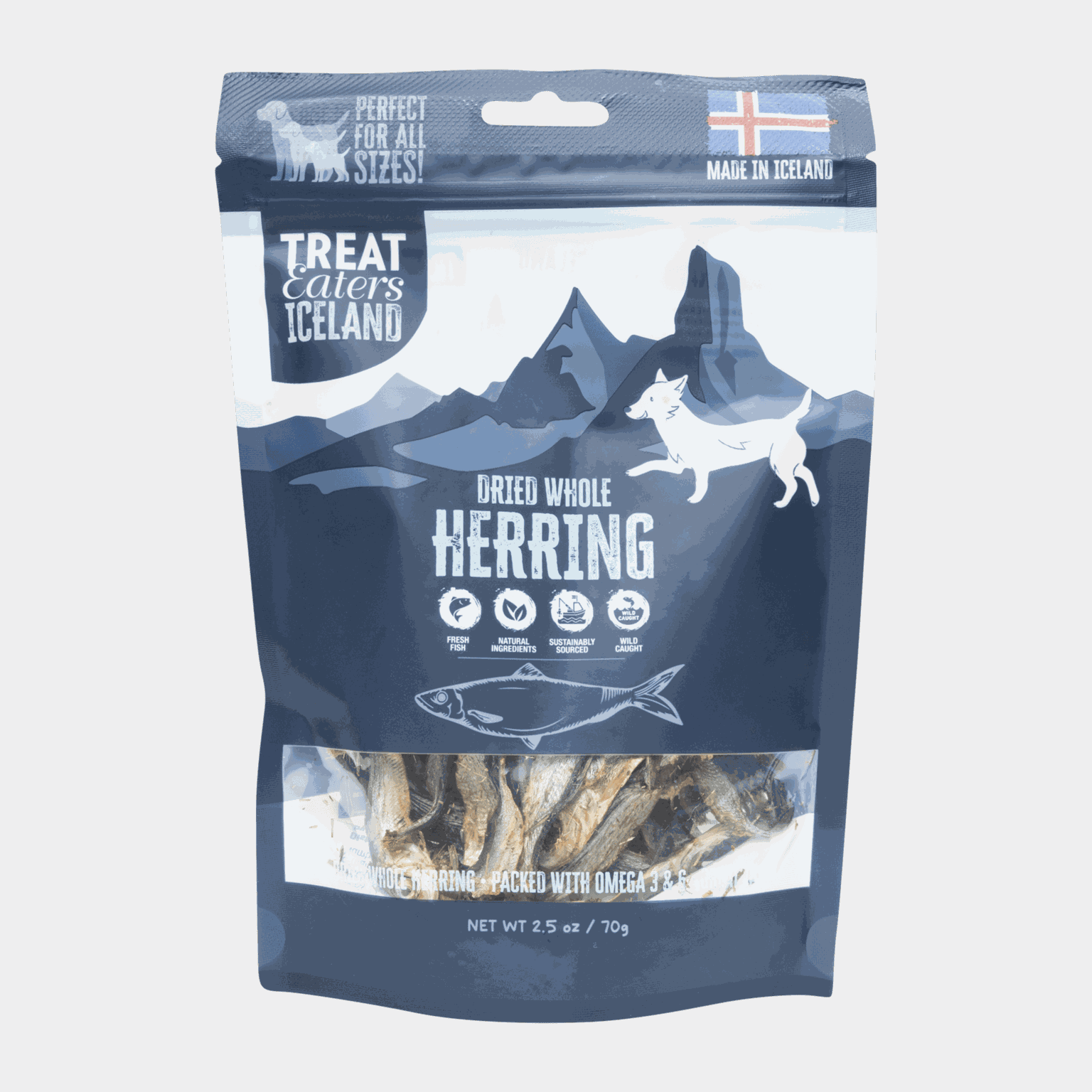Dried whole Herring 70 gr, hundegodteri - full image 1