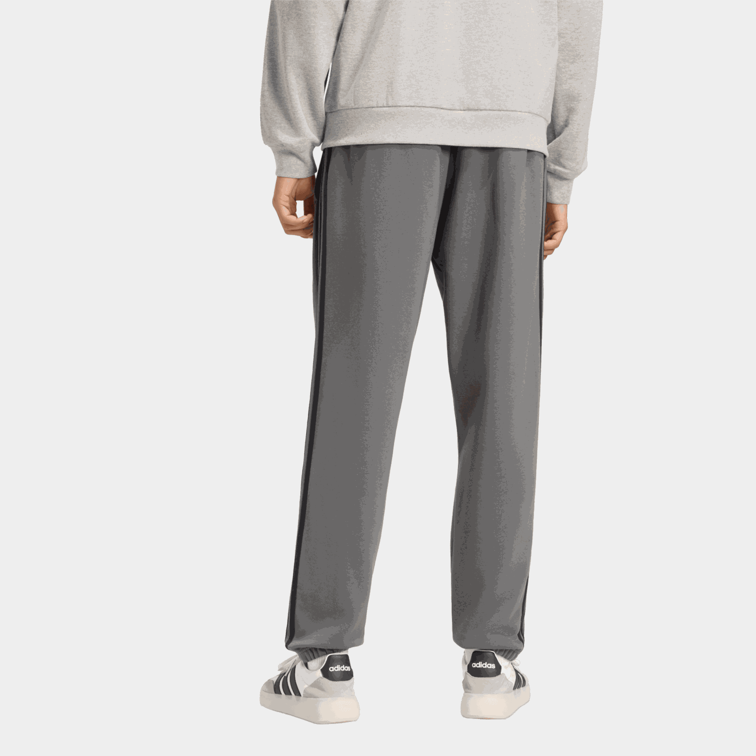 Essentials 3-Stripes Fleece Tapered Cuffed Joggers, joggebukse, herre - full image 3