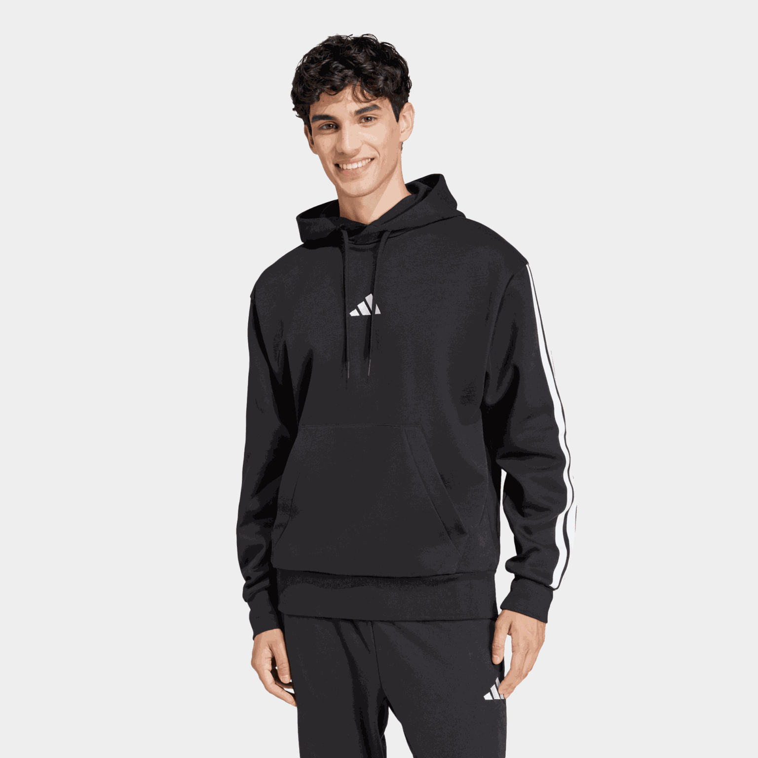 Essentials 3-Stripes Fleece Hoodie, hettegenser, herre - full image 1