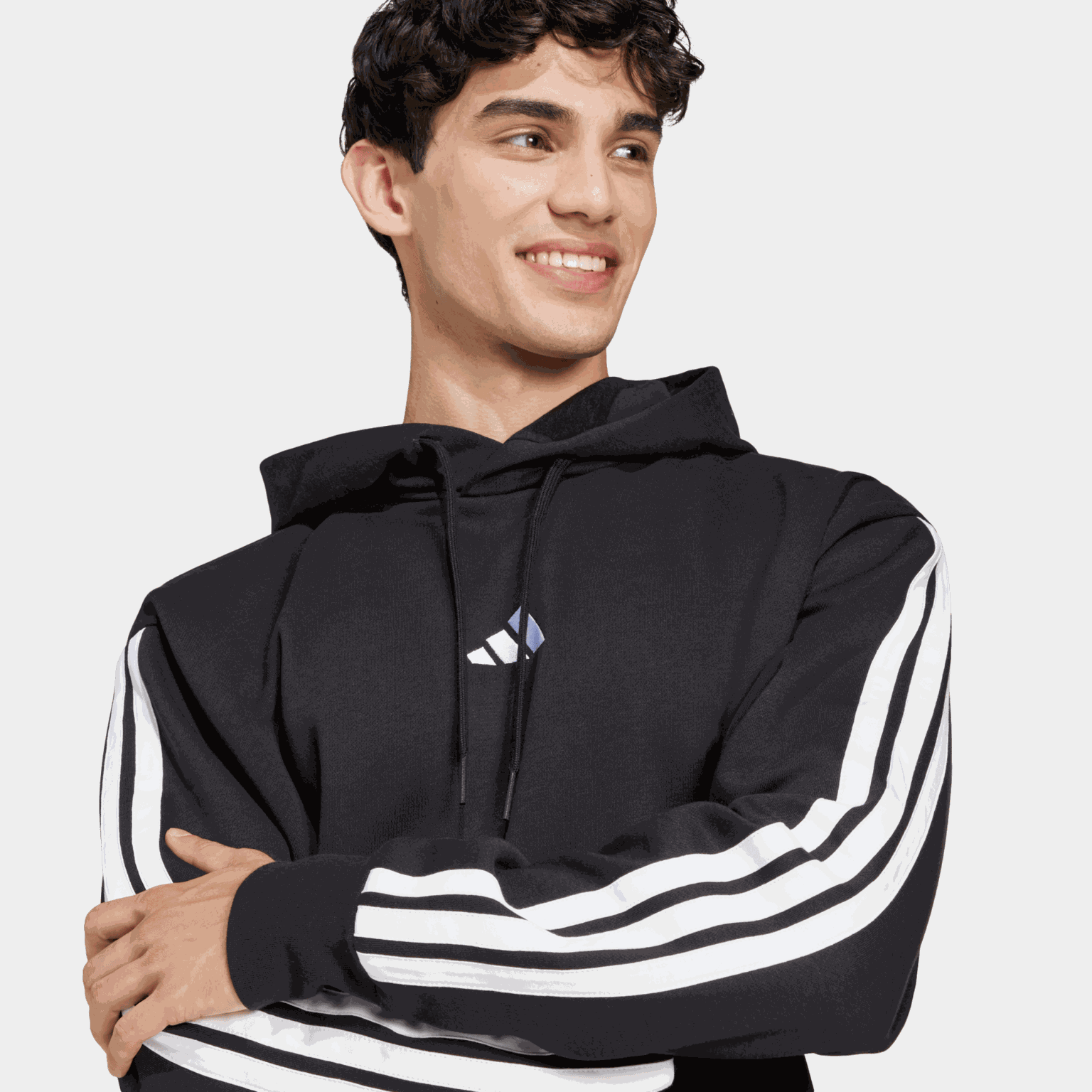Essentials 3-Stripes Fleece Hoodie, hettegenser, herre - full image 3