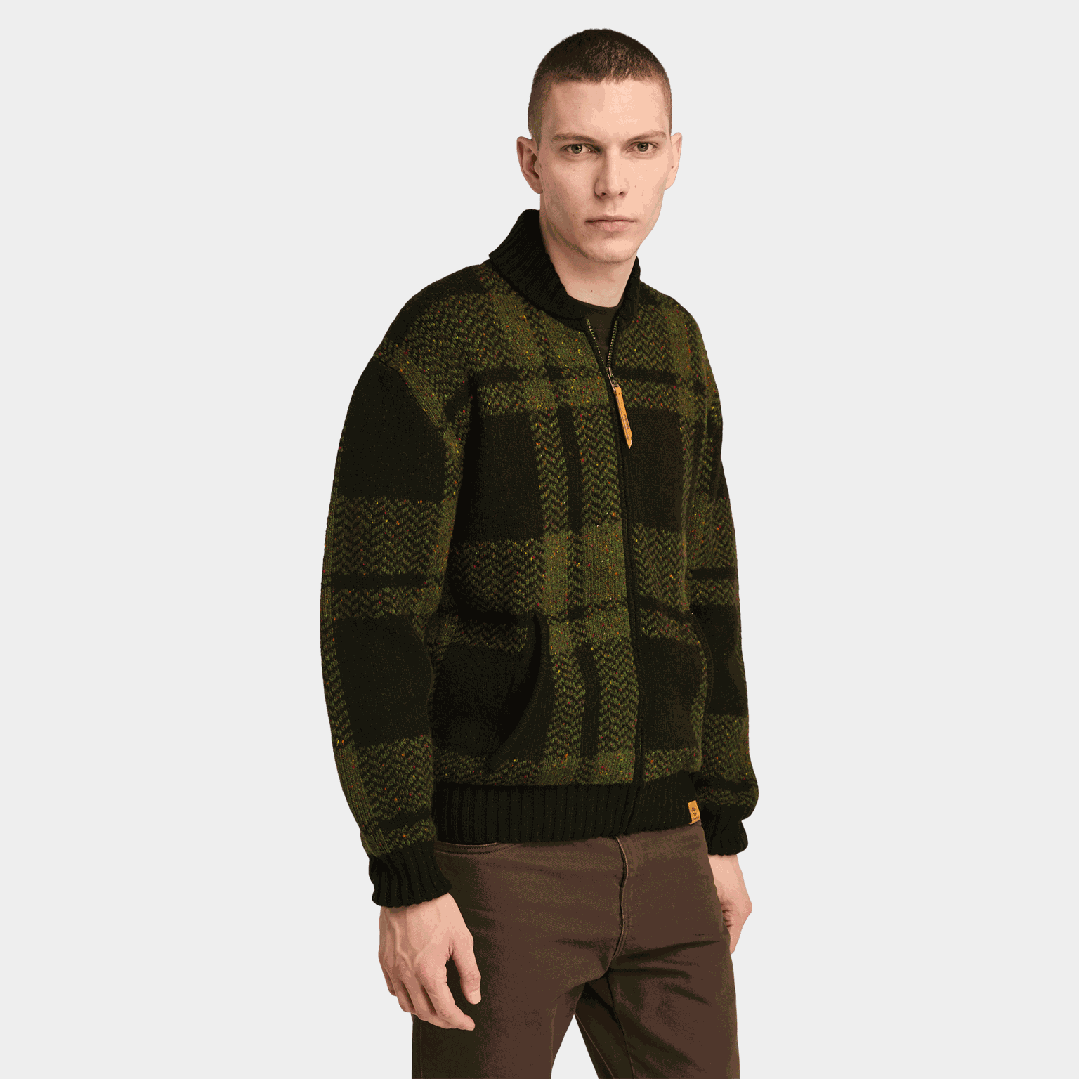 Plaid Full Zip Cardigan, ullgenser, herre - full image 1