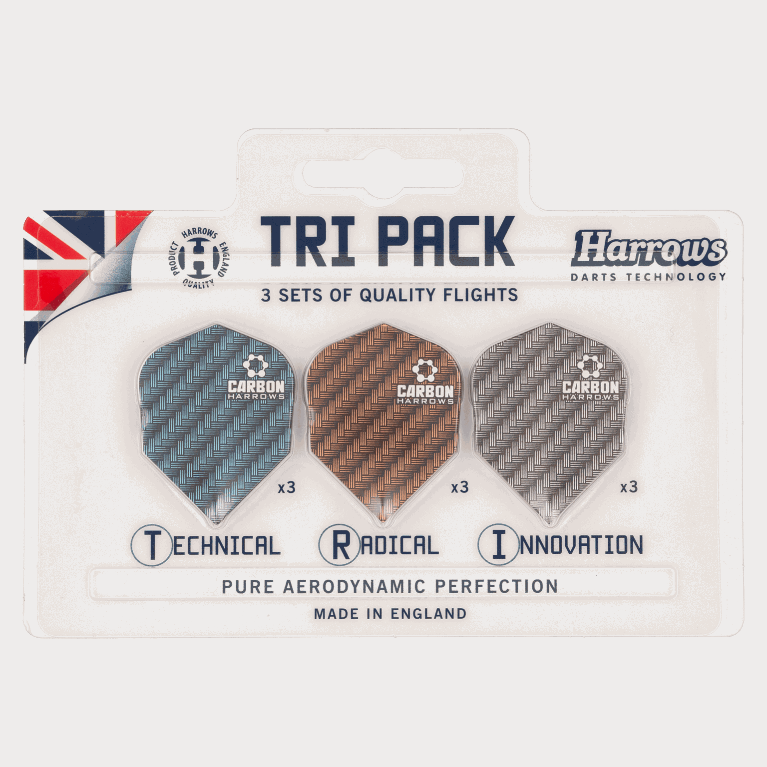 Dart Flights Carbon Tri Pack 9 pcs, tilbehør til dartpiler - full image 1